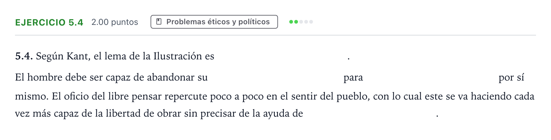 Enunciado: Ejercicio 5.4 · Historia de la Filosofía PAU Andalucía Extraordinaria Reserva 2023