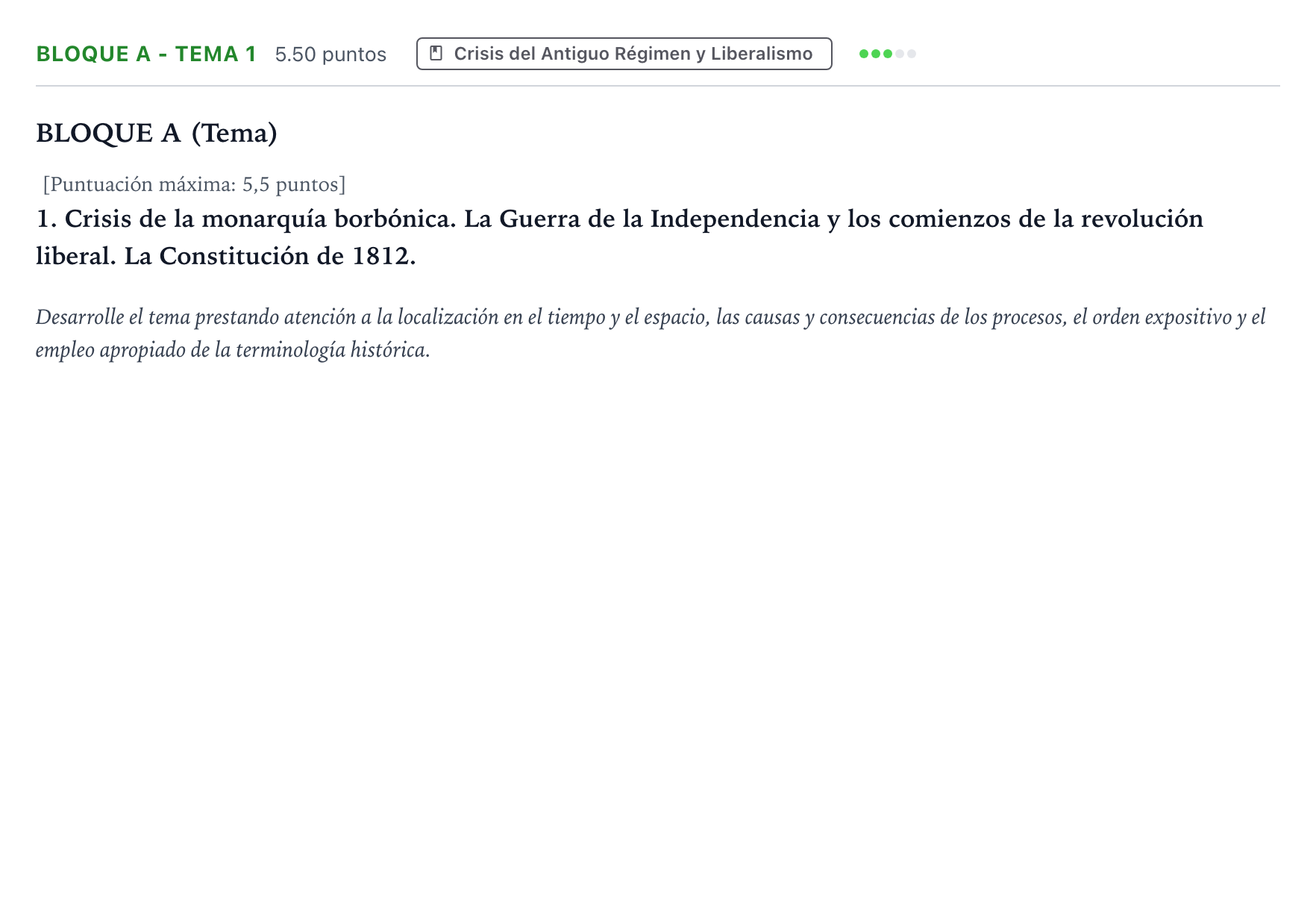 Enunciado: Bloque A - Tema 1 · Historia de España PAU Andalucía Ordinaria Suplente 2023