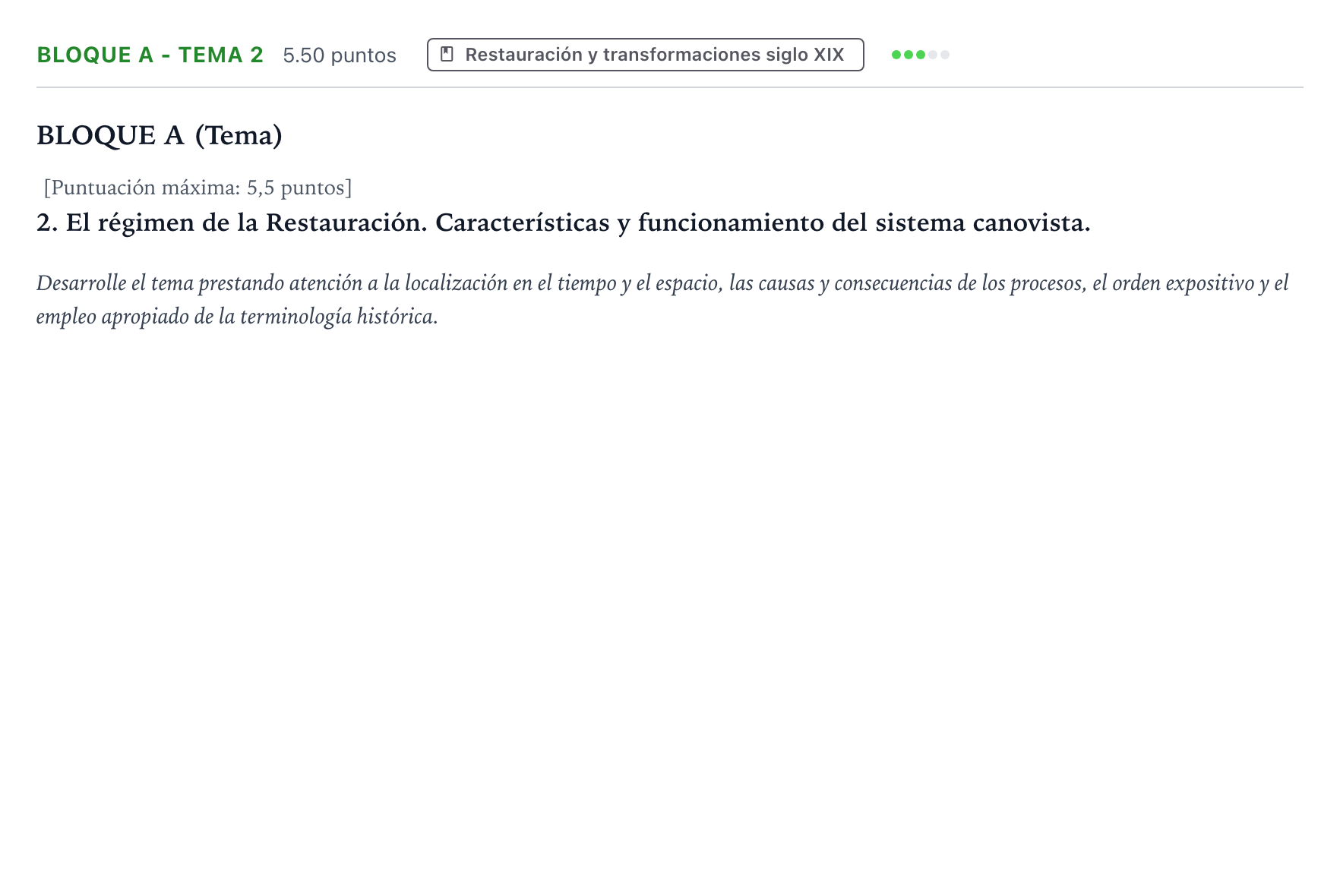Enunciado: Bloque A - Tema 2 · Historia de España PAU Andalucía Ordinaria Suplente 2023
