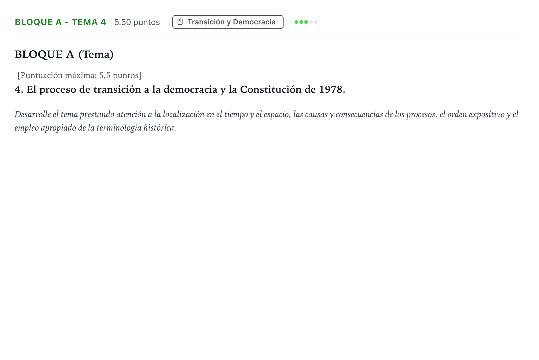 Enunciado: Bloque A - Tema 4 · Historia de España PAU Andalucía Ordinaria Suplente 2023