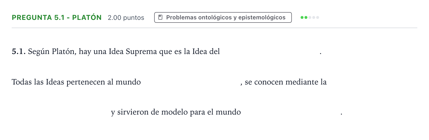 Enunciado: Pregunta 5.1 - Platón · Historia de la Filosofía PAU Andalucía Extraordinaria Suplente 2023