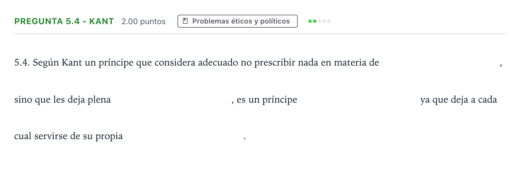 Enunciado: Pregunta 5.4 - Kant · Historia de la Filosofía PAU Andalucía Extraordinaria Suplente 2023