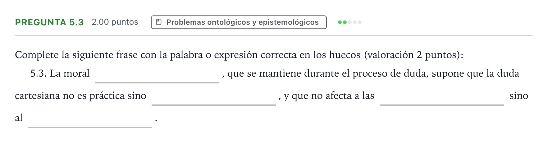 Enunciado: Pregunta 5.3 · Historia de la Filosofía PAU Andalucía Extraordinaria Titular 2023