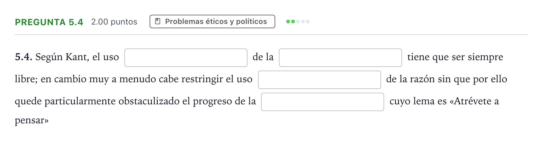 Enunciado: Pregunta 5.4 · Historia de la Filosofía PAU Andalucía Extraordinaria Titular 2023