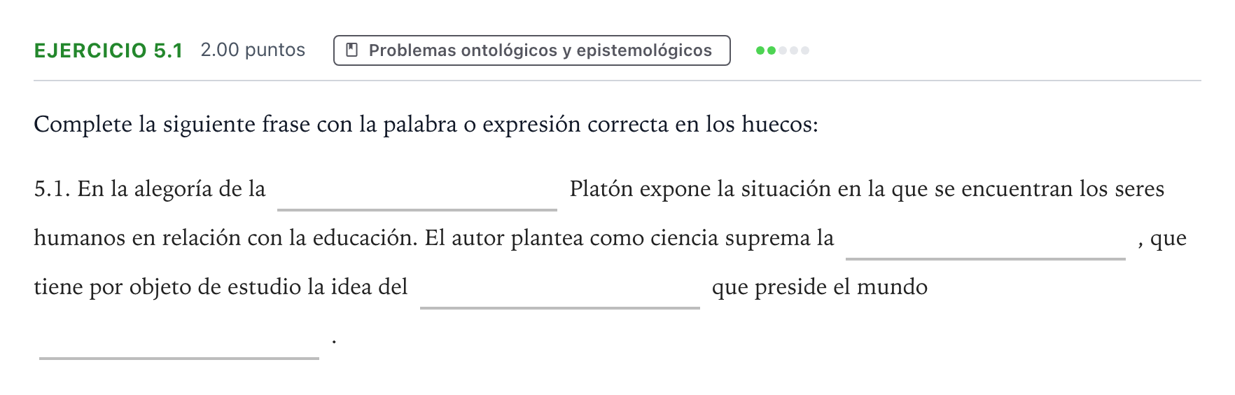Enunciado: Ejercicio 5.1 · Historia de la Filosofía PAU Andalucía Ordinaria Suplente 2023