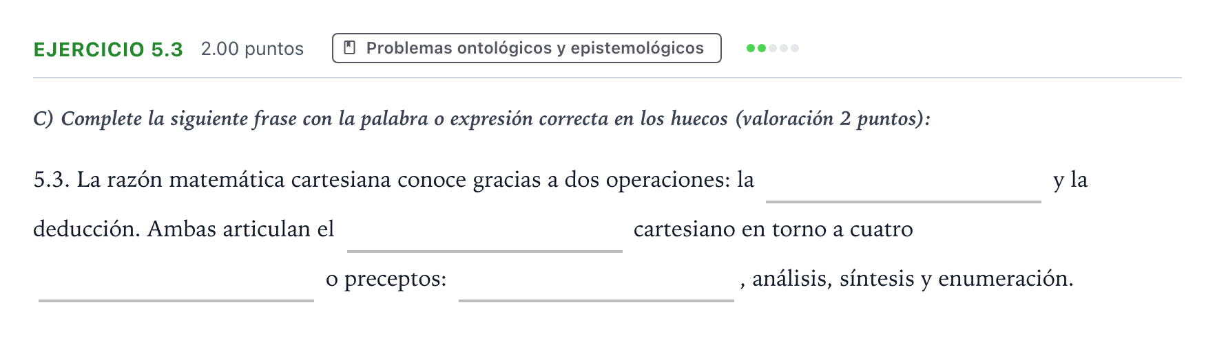 Enunciado: Ejercicio 5.3 · Historia de la Filosofía PAU Andalucía Ordinaria Titular 2023