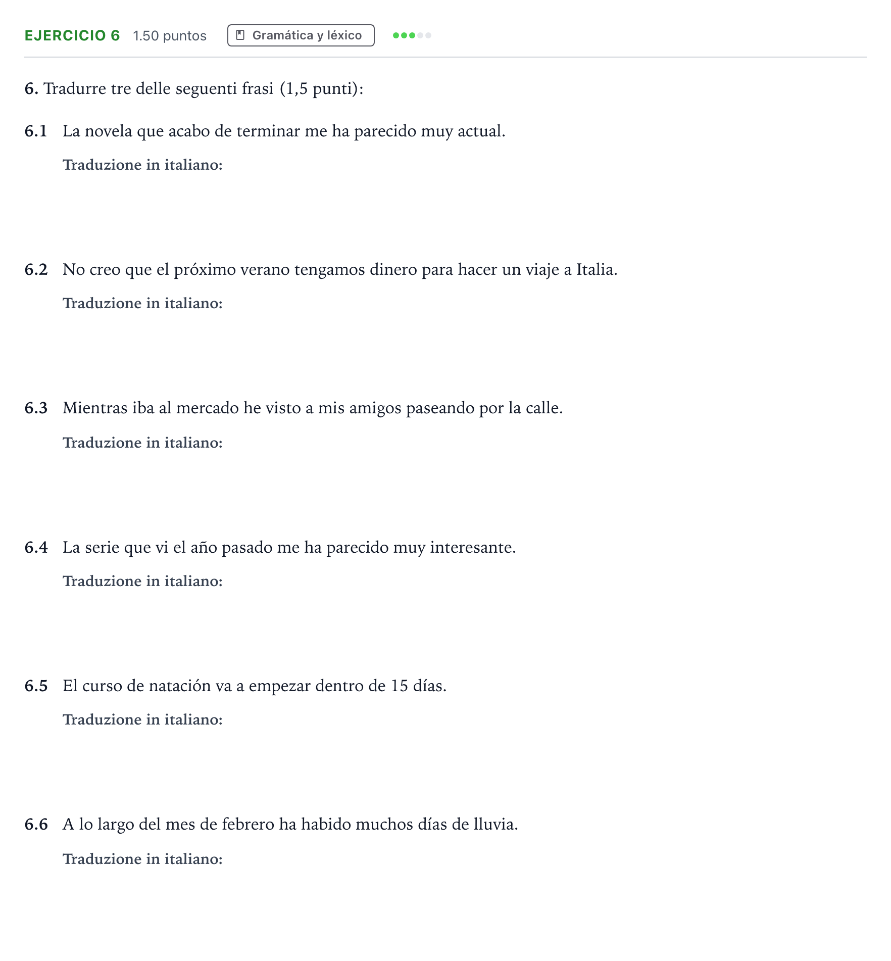 Enunciado: Problema 6 · Italiano PAU Andalucía Extraordinaria Reserva 2023