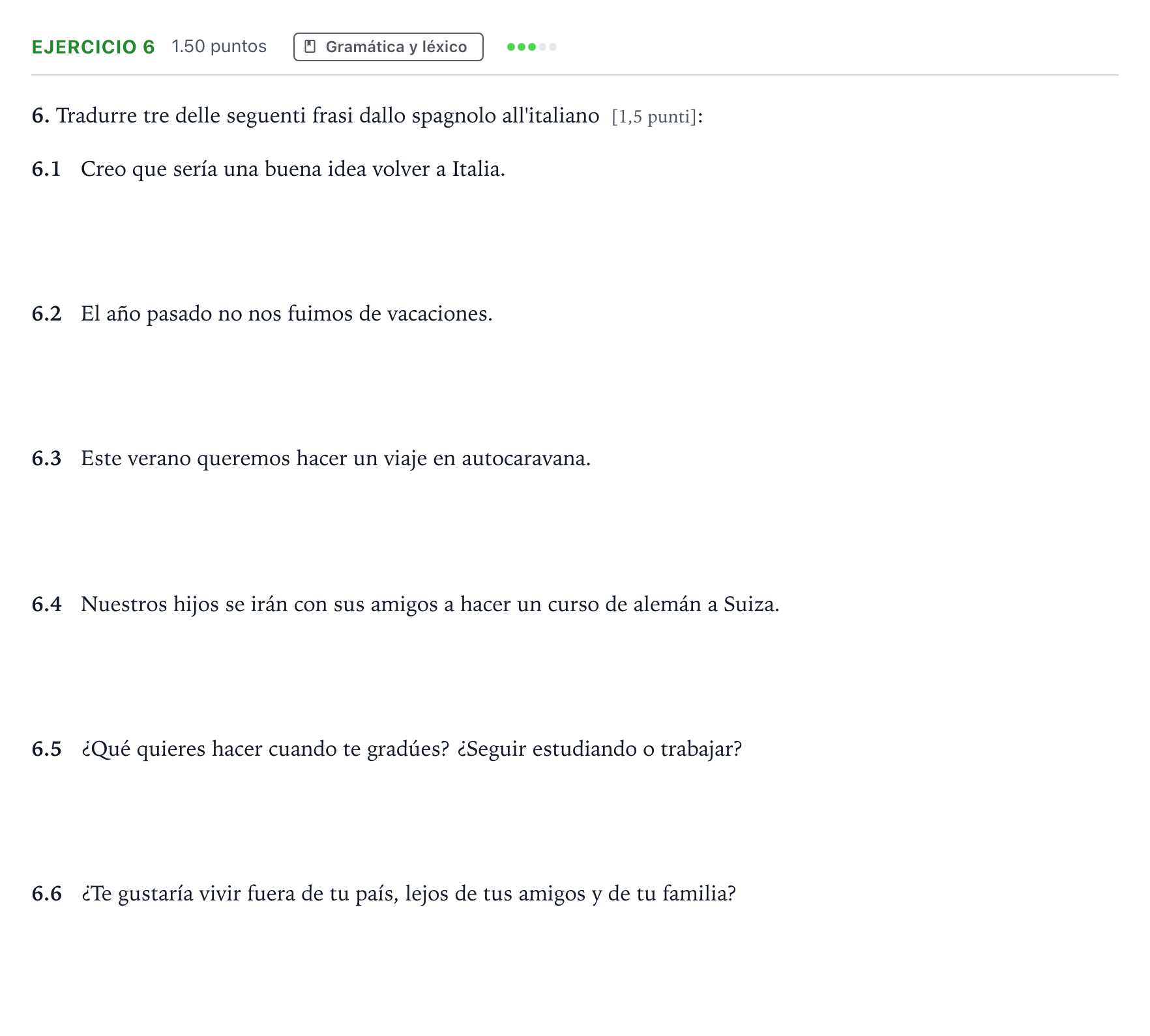 Enunciado: Problema 6 · Italiano PAU Andalucía Ordinaria Suplente 2023
