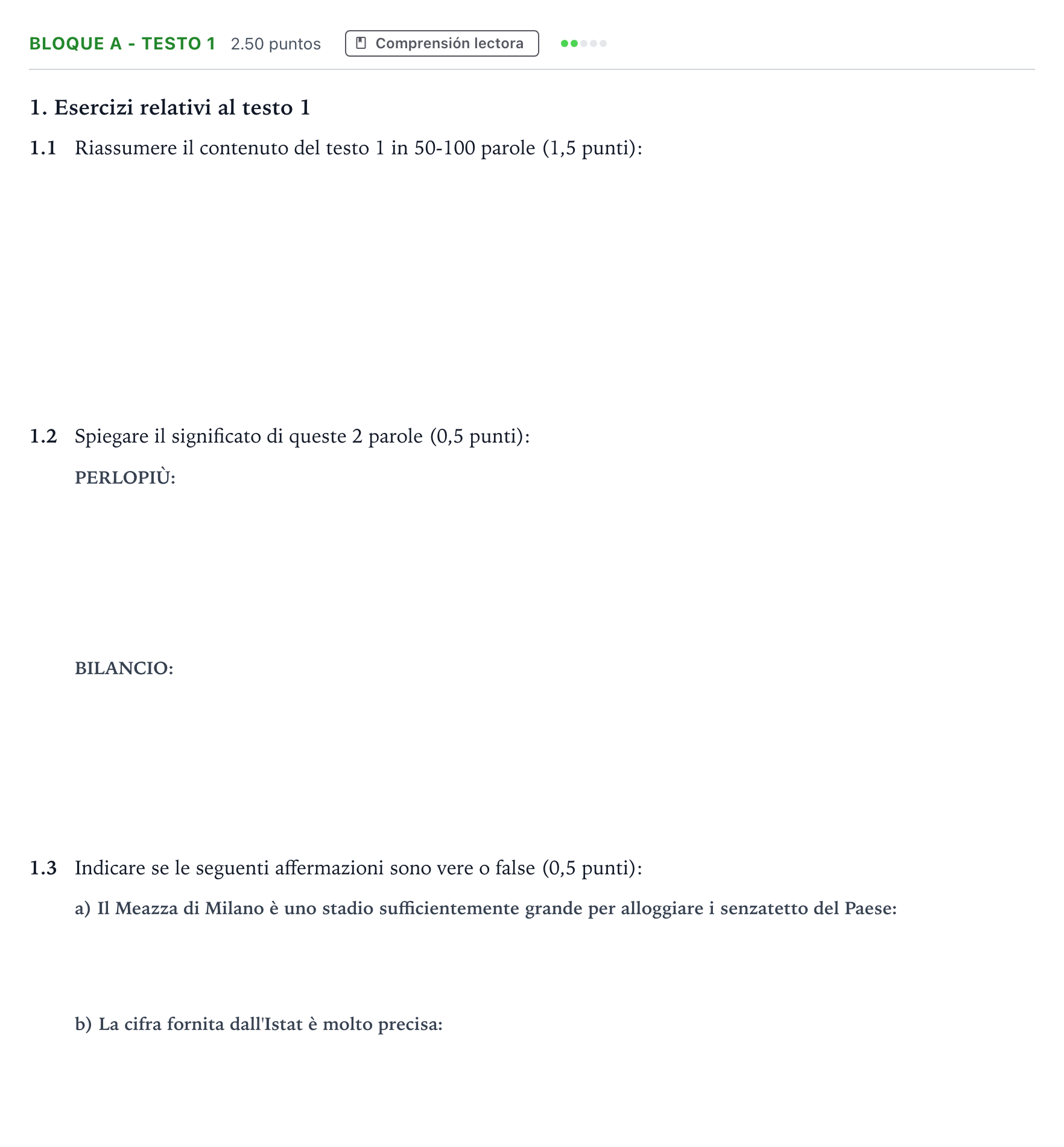 Enunciado: Bloque A - Testo 1 · Italiano PAU Andalucía Ordinaria Titular (Acceso) 2023