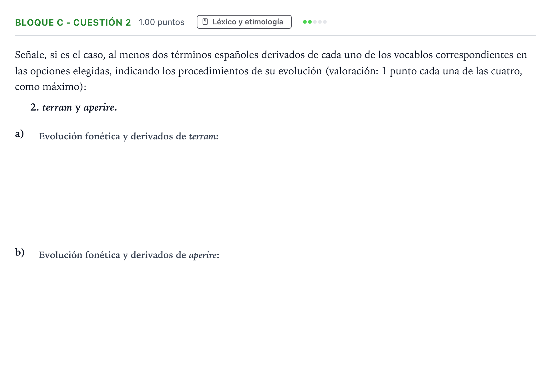 Enunciado: Bloque C - Cuestión 2 · Latín II PAU Andalucía Extraordinaria Reserva 2023