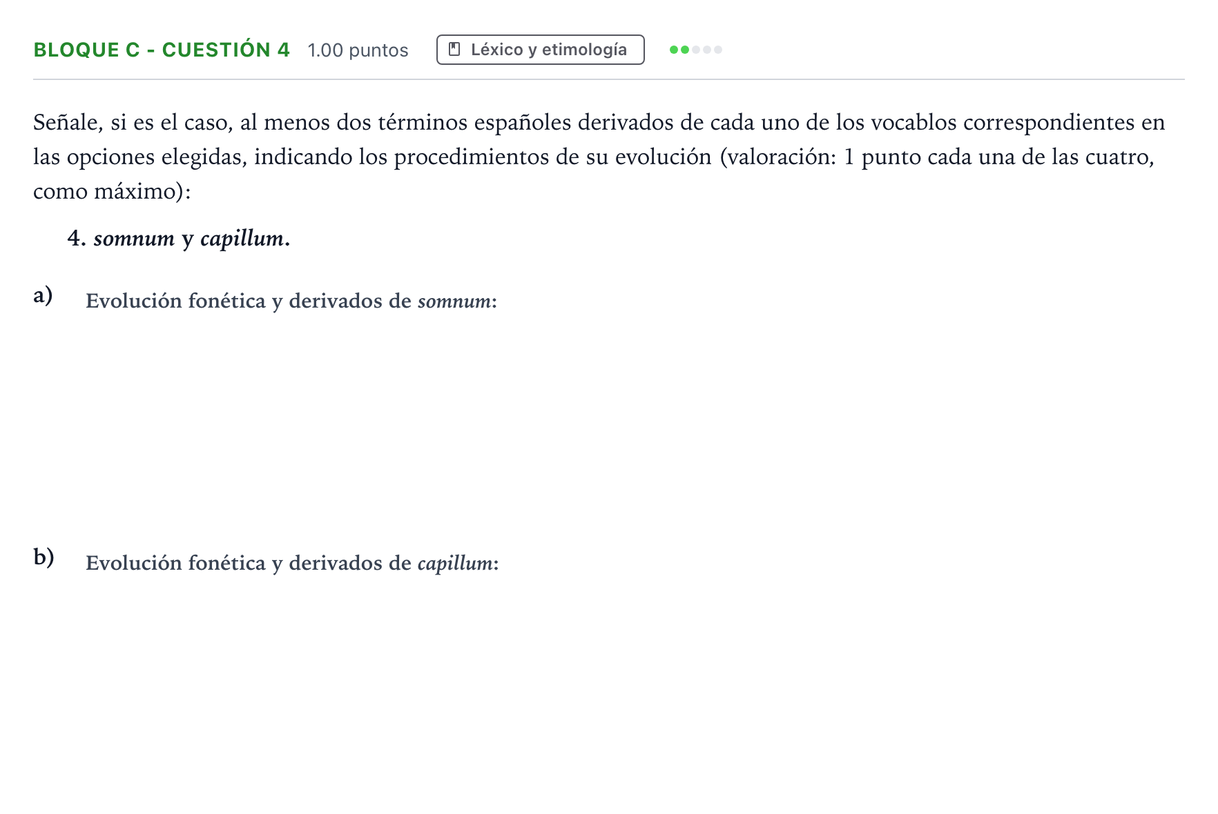 Enunciado: Bloque C - Cuestión 4 · Latín II PAU Andalucía Extraordinaria Reserva 2023