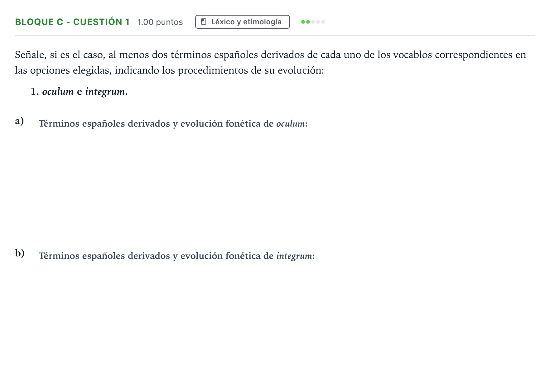 Enunciado: Bloque C - Cuestión 1 · Latín II PAU Andalucía Extraordinaria Suplente 2023
