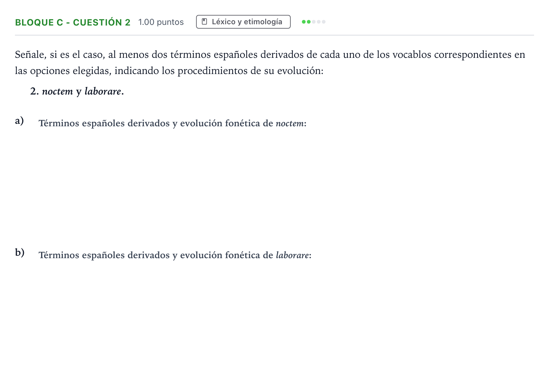 Enunciado: Bloque C - Cuestión 2 · Latín II PAU Andalucía Extraordinaria Suplente 2023