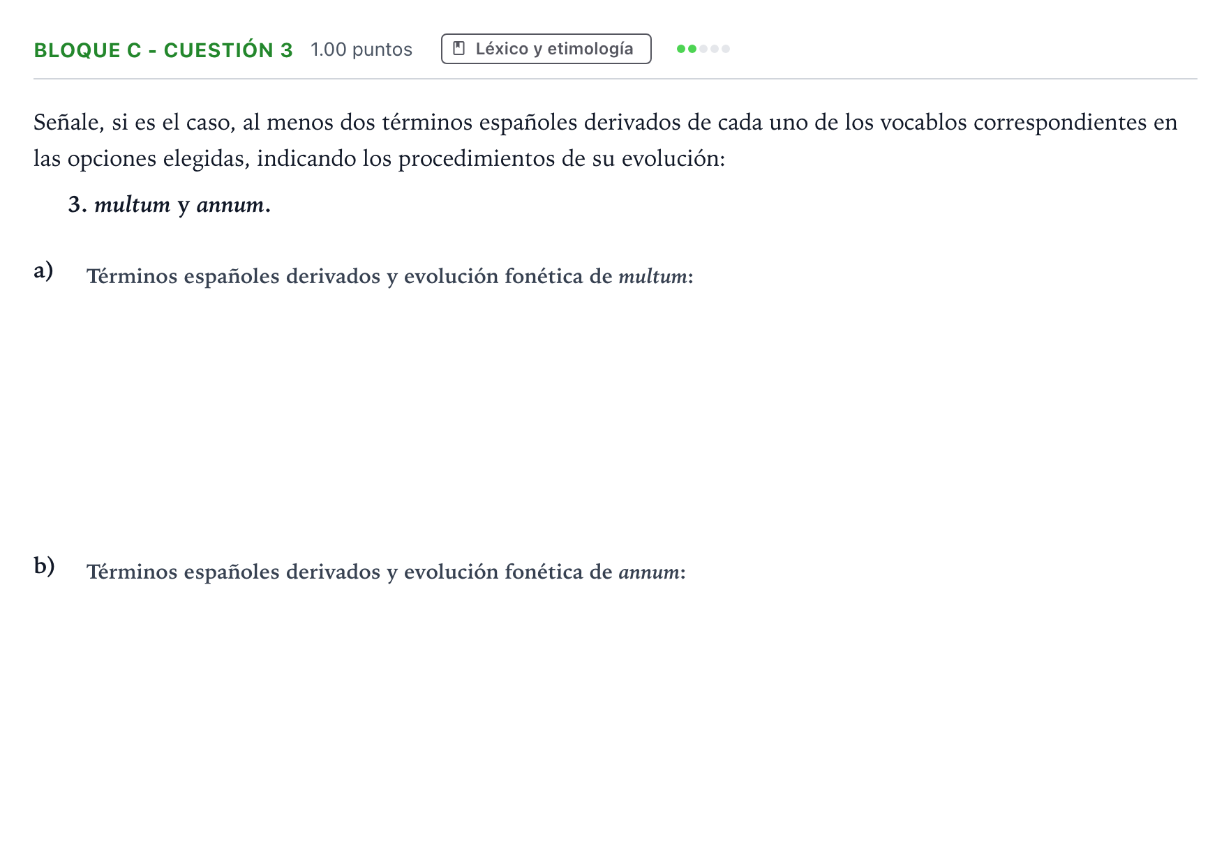 Enunciado: Bloque C - Cuestión 3 · Latín II PAU Andalucía Extraordinaria Suplente 2023