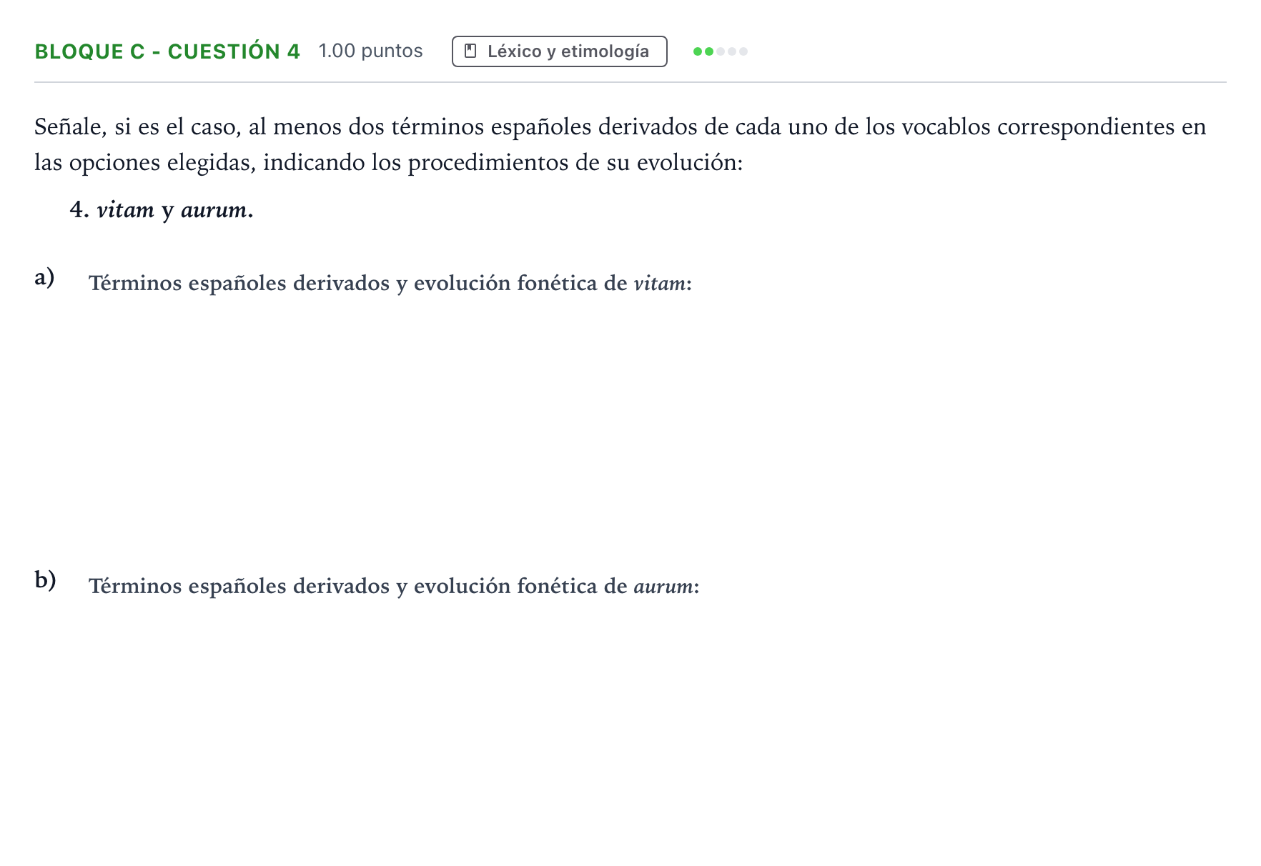 Enunciado: Bloque C - Cuestión 4 · Latín II PAU Andalucía Extraordinaria Suplente 2023
