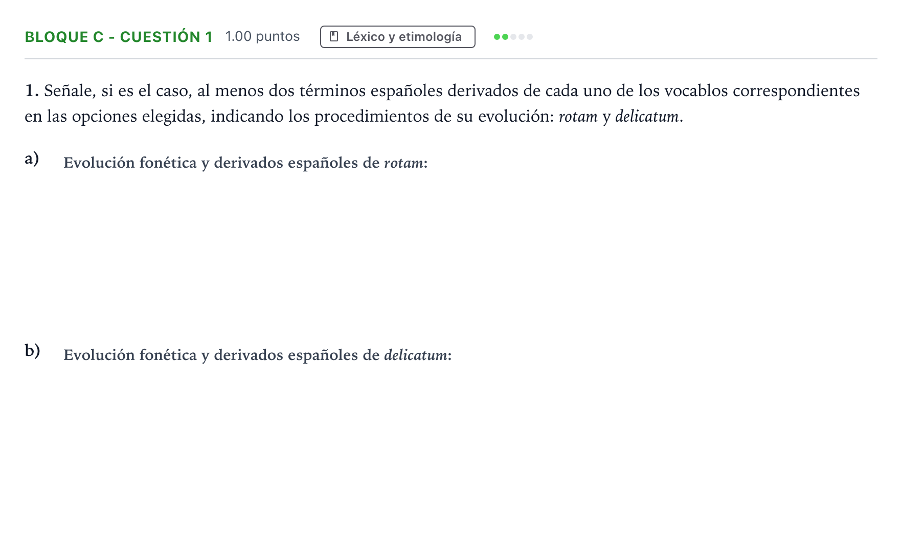 Enunciado: Bloque C - Cuestión 1 · Latín II PAU Andalucía Extraordinaria Titular 2023