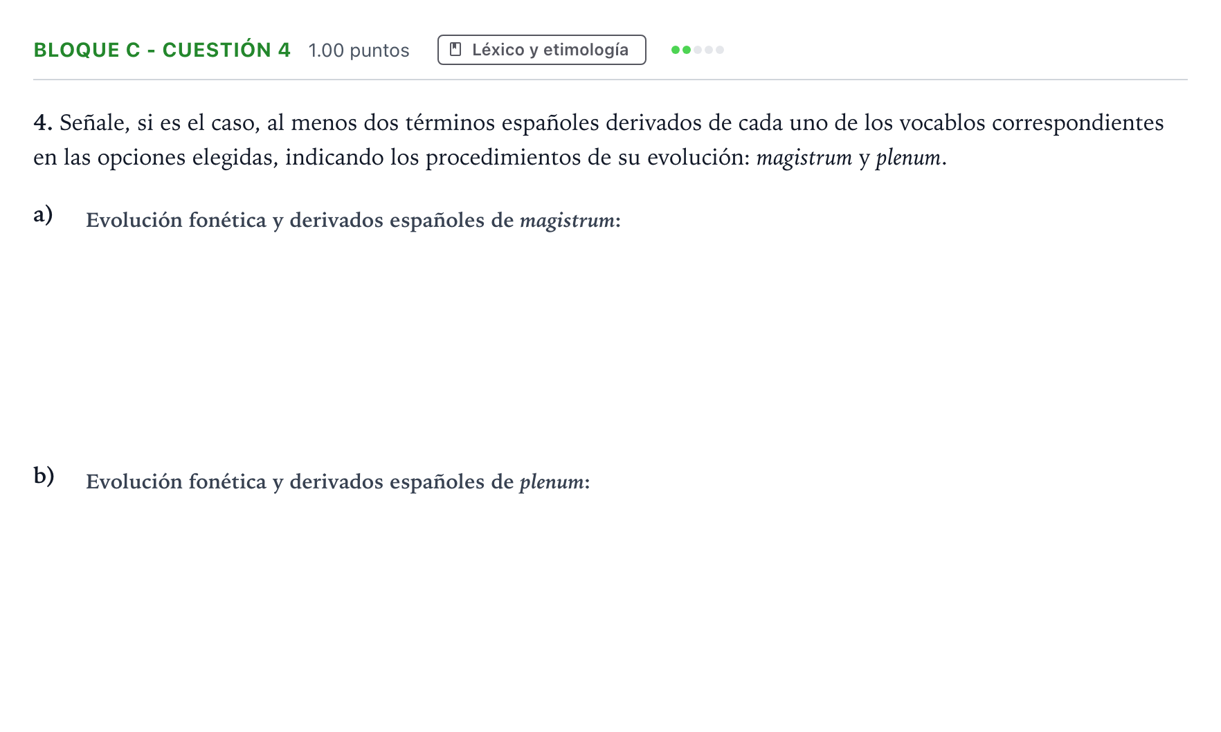 Enunciado: Bloque C - Cuestión 4 · Latín II PAU Andalucía Extraordinaria Titular 2023