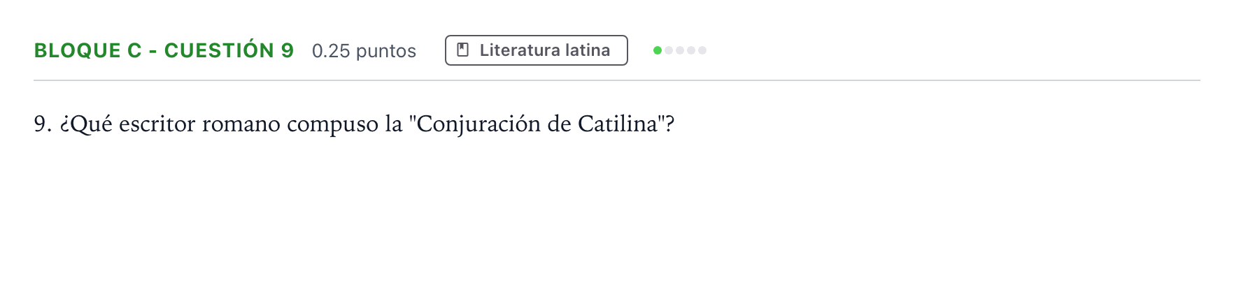 Enunciado: Bloque C - Cuestión 9 · Latín II PAU Andalucía Extraordinaria Titular 2023