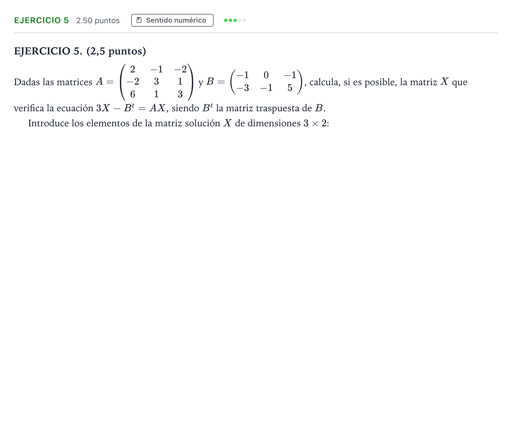 Enunciado: Ejercicio 5 · Matemáticas II PAU Andalucía Extraordinaria Suplente 2023
