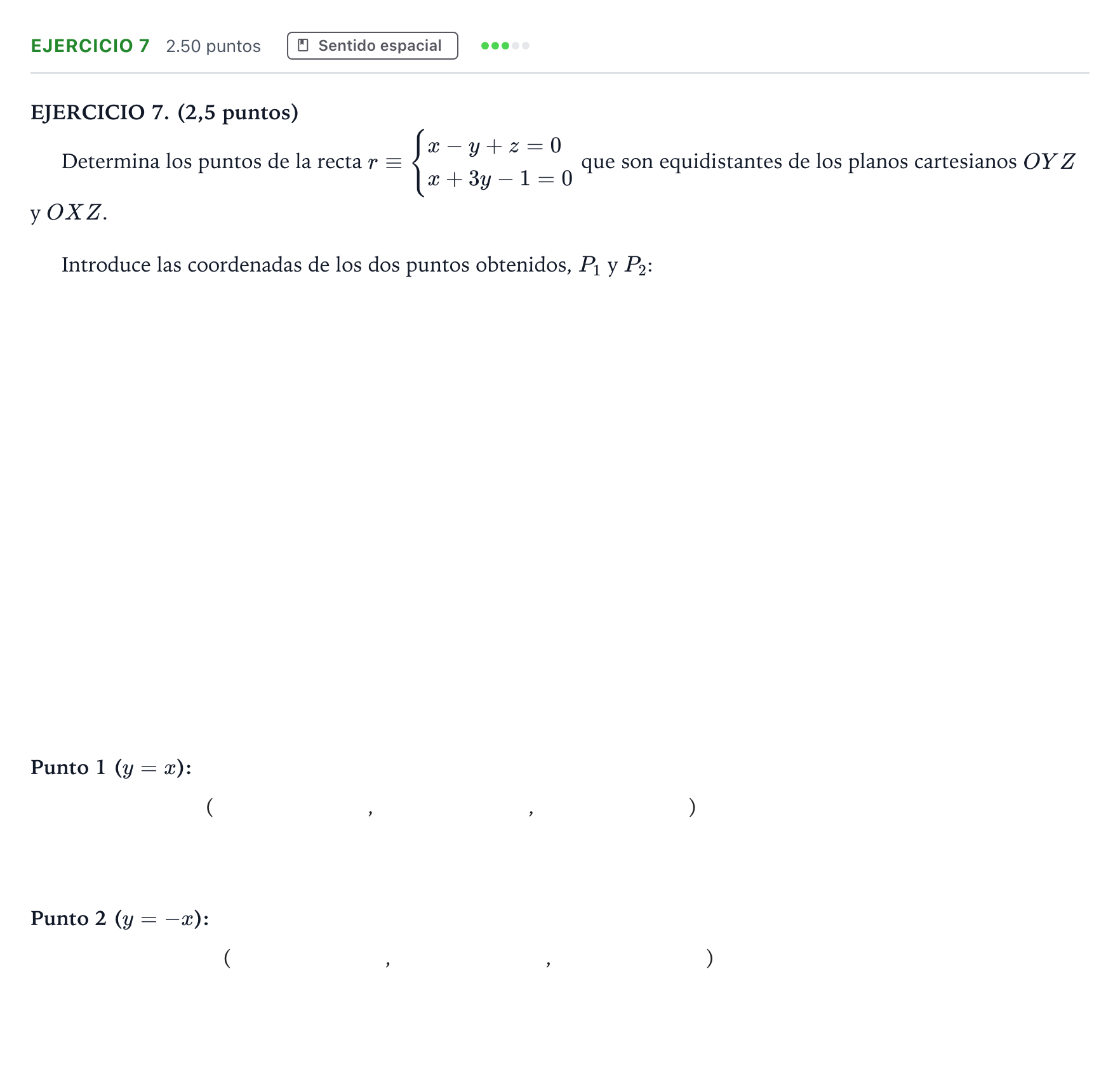Enunciado: Ejercicio 7 · Matemáticas II PAU Andalucía Extraordinaria Suplente 2023