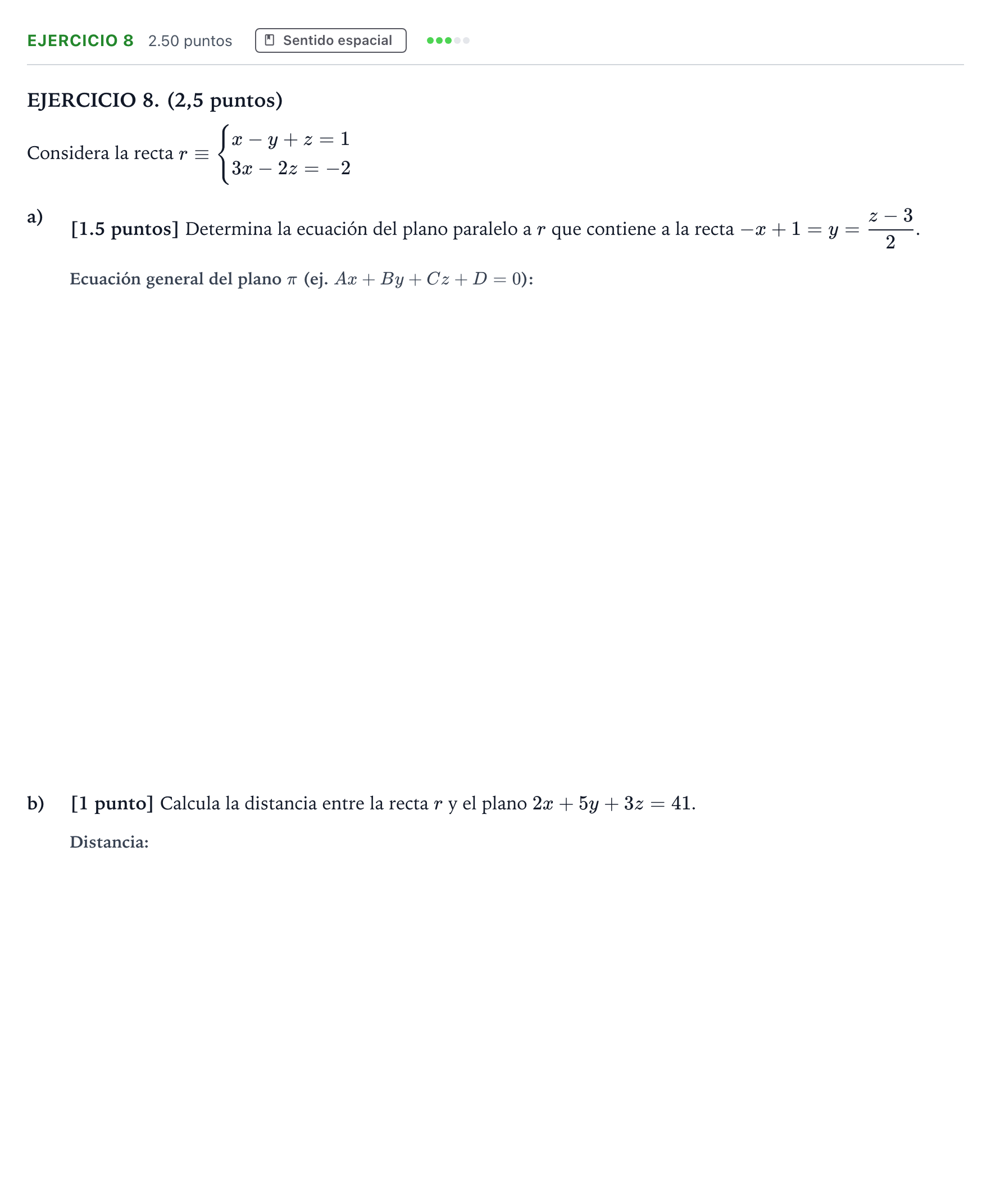 Enunciado: Ejercicio 8 · Matemáticas II PAU Andalucía Extraordinaria Suplente 2023