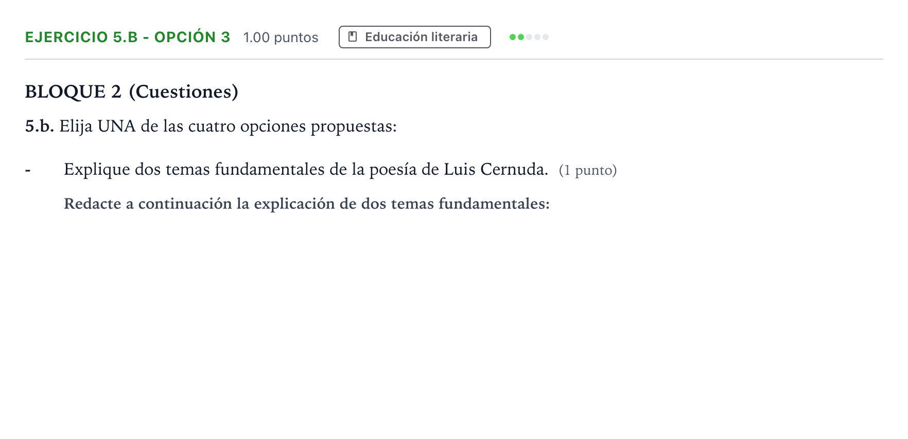 Enunciado: Ejercicio 5.b - Opción 3 · Lengua Castellana y Literatura II PAU Andalucía Extraordinaria Suplente 2023