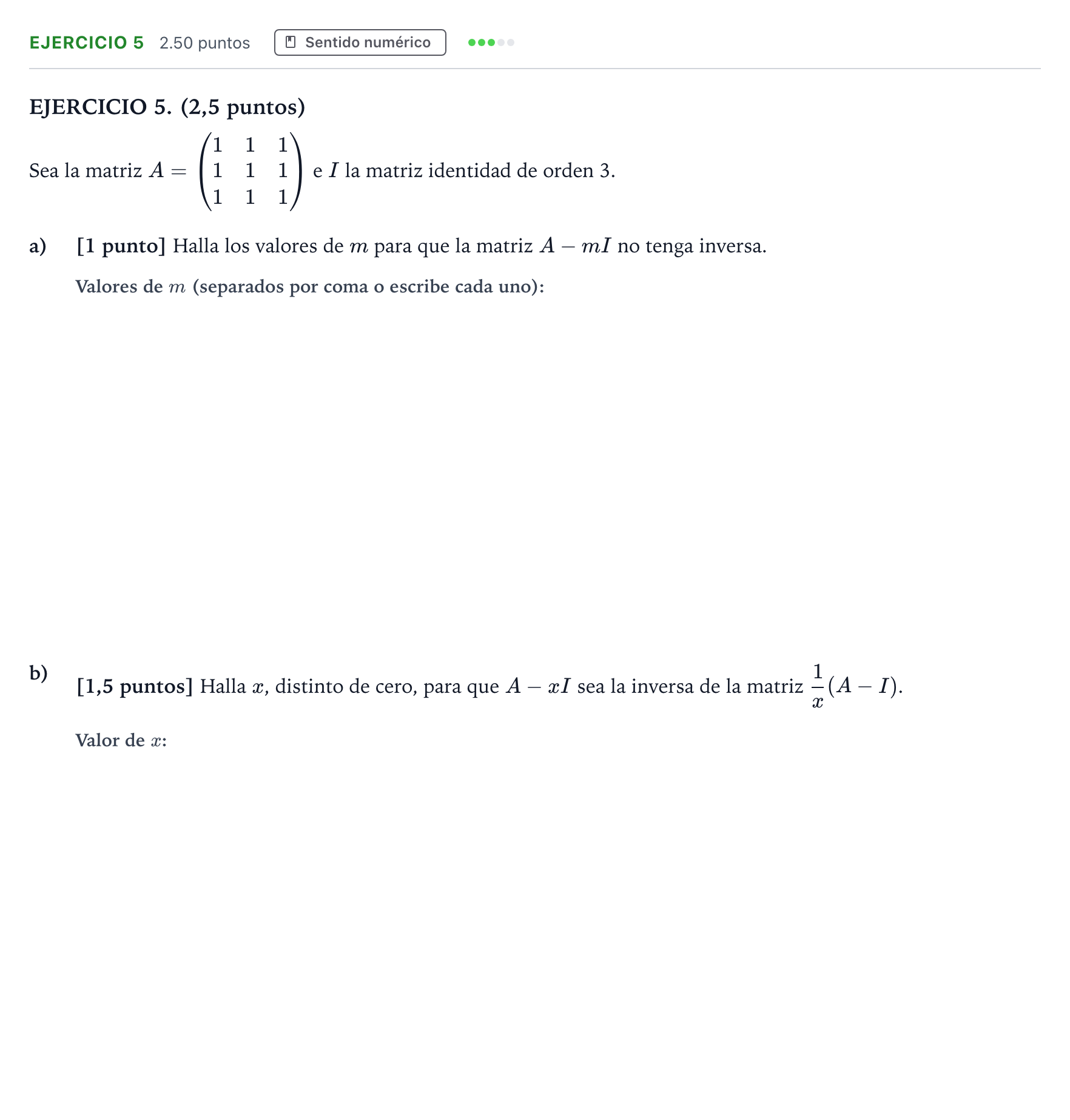 Enunciado: EJERCICIO 5 · Matemáticas II PAU Andalucía Extraordinaria Titular 2023