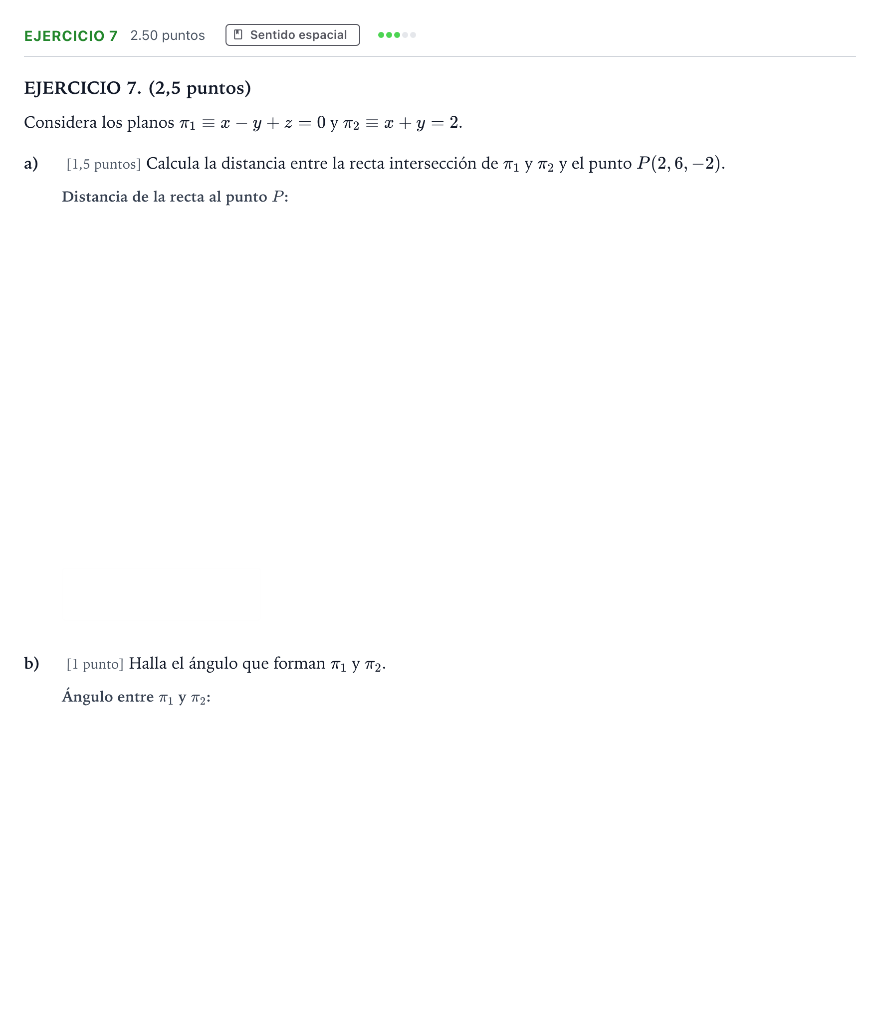 Enunciado: EJERCICIO 7 · Matemáticas II PAU Andalucía Extraordinaria Titular 2023
