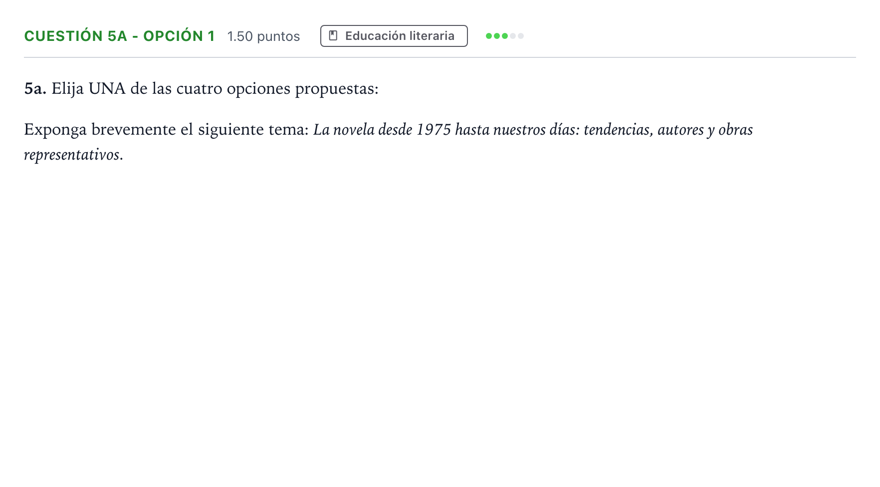 Enunciado: Cuestión 5a - Opción 1 · Lengua Castellana y Literatura II PAU Andalucía Ordinaria Titular 2023