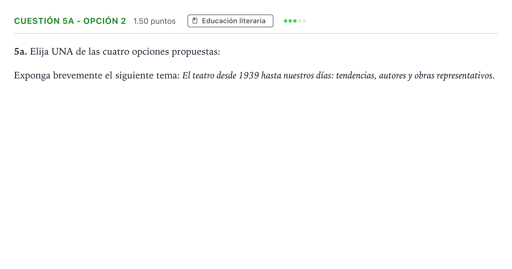 Enunciado: Cuestión 5a - Opción 2 · Lengua Castellana y Literatura II PAU Andalucía Ordinaria Titular 2023