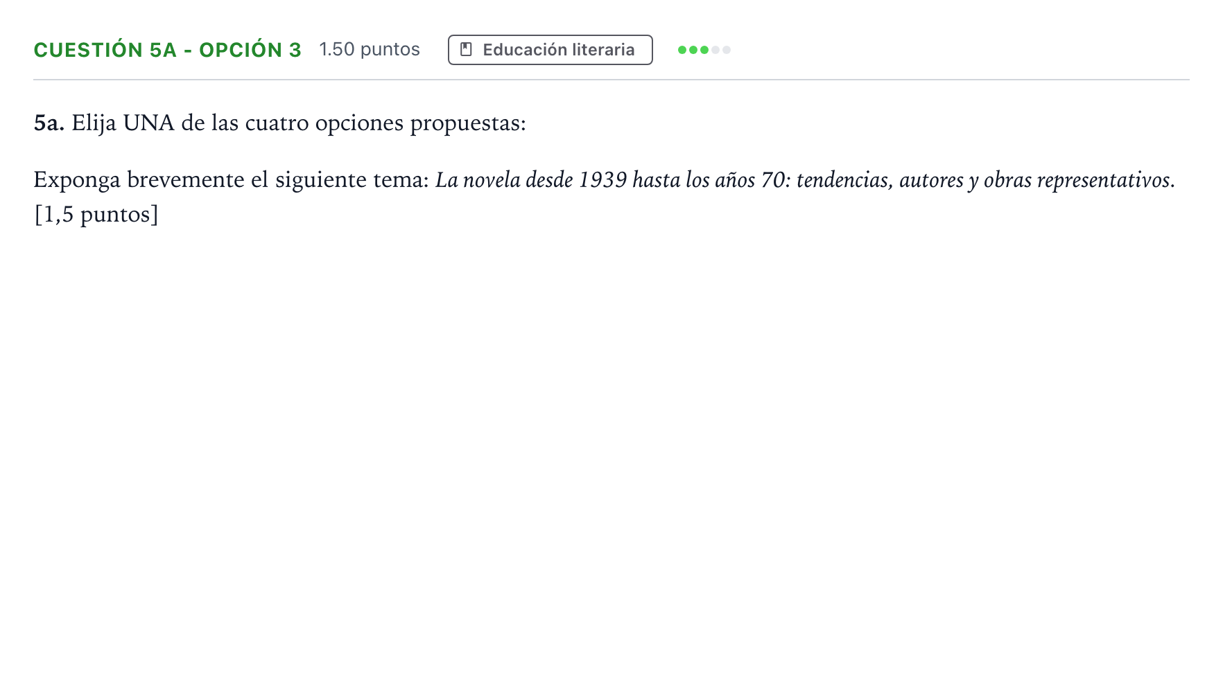 Enunciado: Cuestión 5a - Opción 3 · Lengua Castellana y Literatura II PAU Andalucía Ordinaria Titular 2023