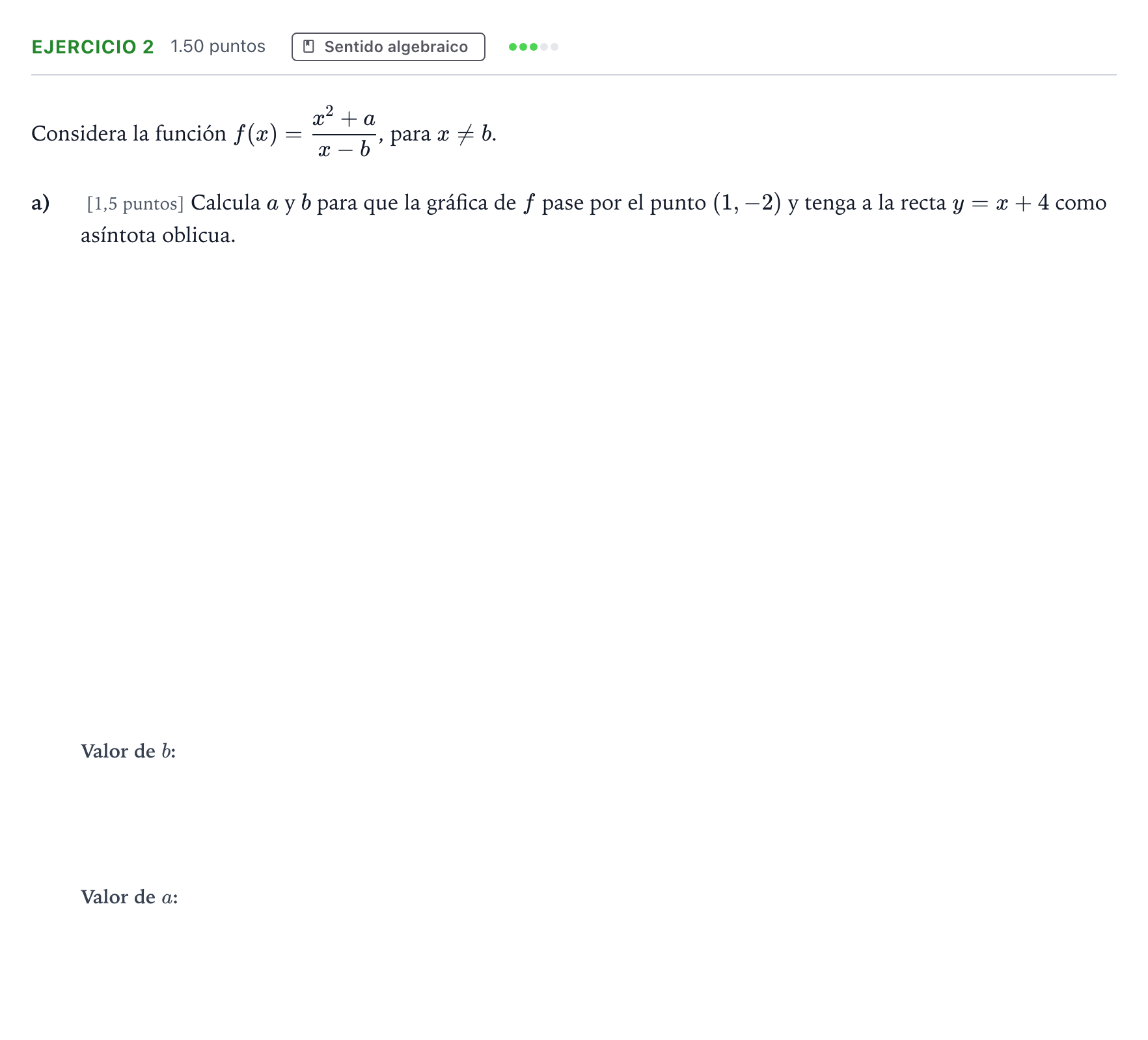 Enunciado: EJERCICIO 2 - Sentido algebraico · Matemáticas II PAU Andalucía Extraordinaria Reserva 2023