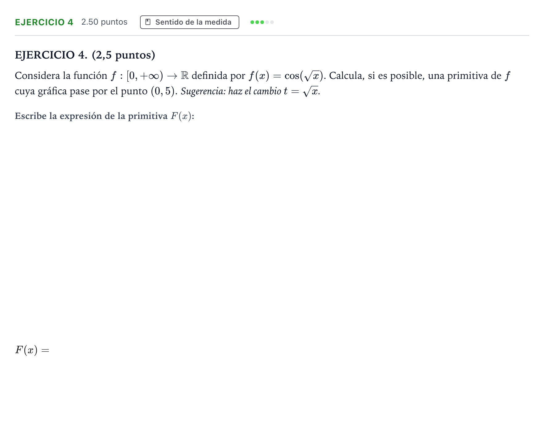 Enunciado: EJERCICIO 4 · Matemáticas II PAU Andalucía Extraordinaria Reserva 2023