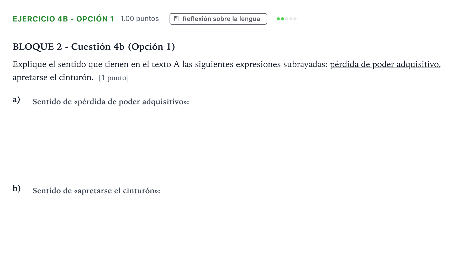 Enunciado: Ejercicio 4b - Opción 1 · Lengua Castellana y Literatura II PAU Andalucía Ordinaria Suplente 2023