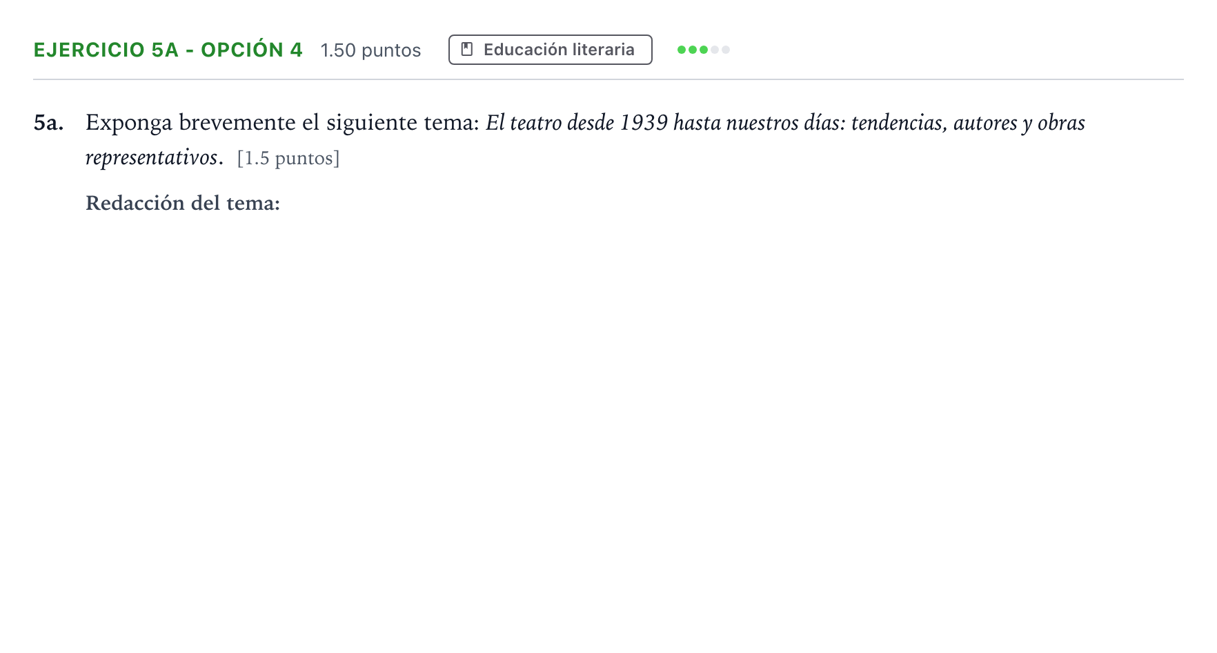 Enunciado: Ejercicio 5a - Opción 4 · Lengua Castellana y Literatura II PAU Andalucía Ordinaria Suplente 2023