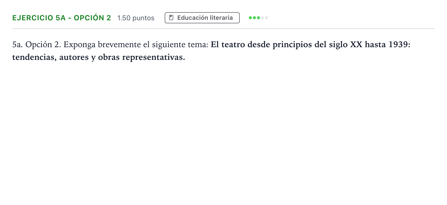 Enunciado: Ejercicio 5a - Opción 2 · Lengua Castellana y Literatura II PAU Andalucía Ordinaria Reserva 2023