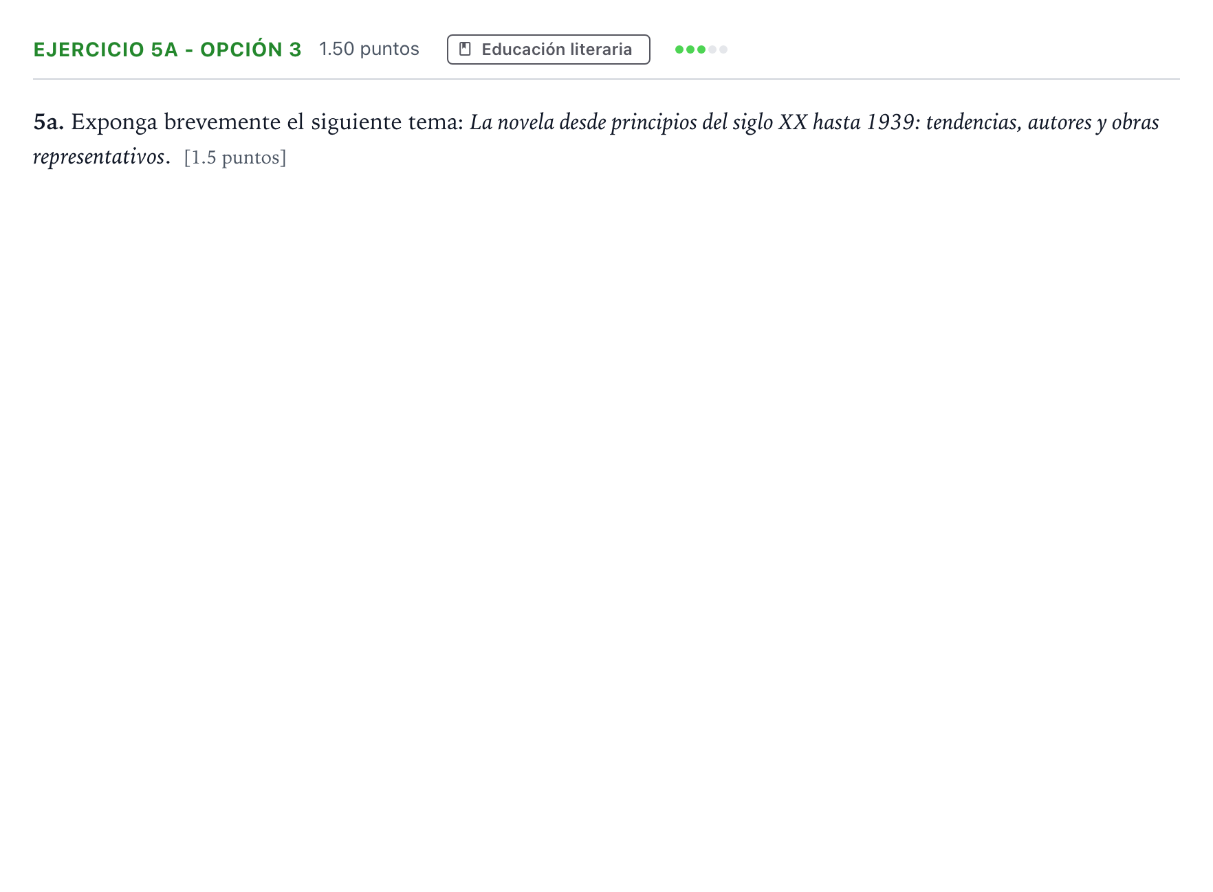 Enunciado: Ejercicio 5a - Opción 3 · Lengua Castellana y Literatura II PAU Andalucía Ordinaria Reserva 2023