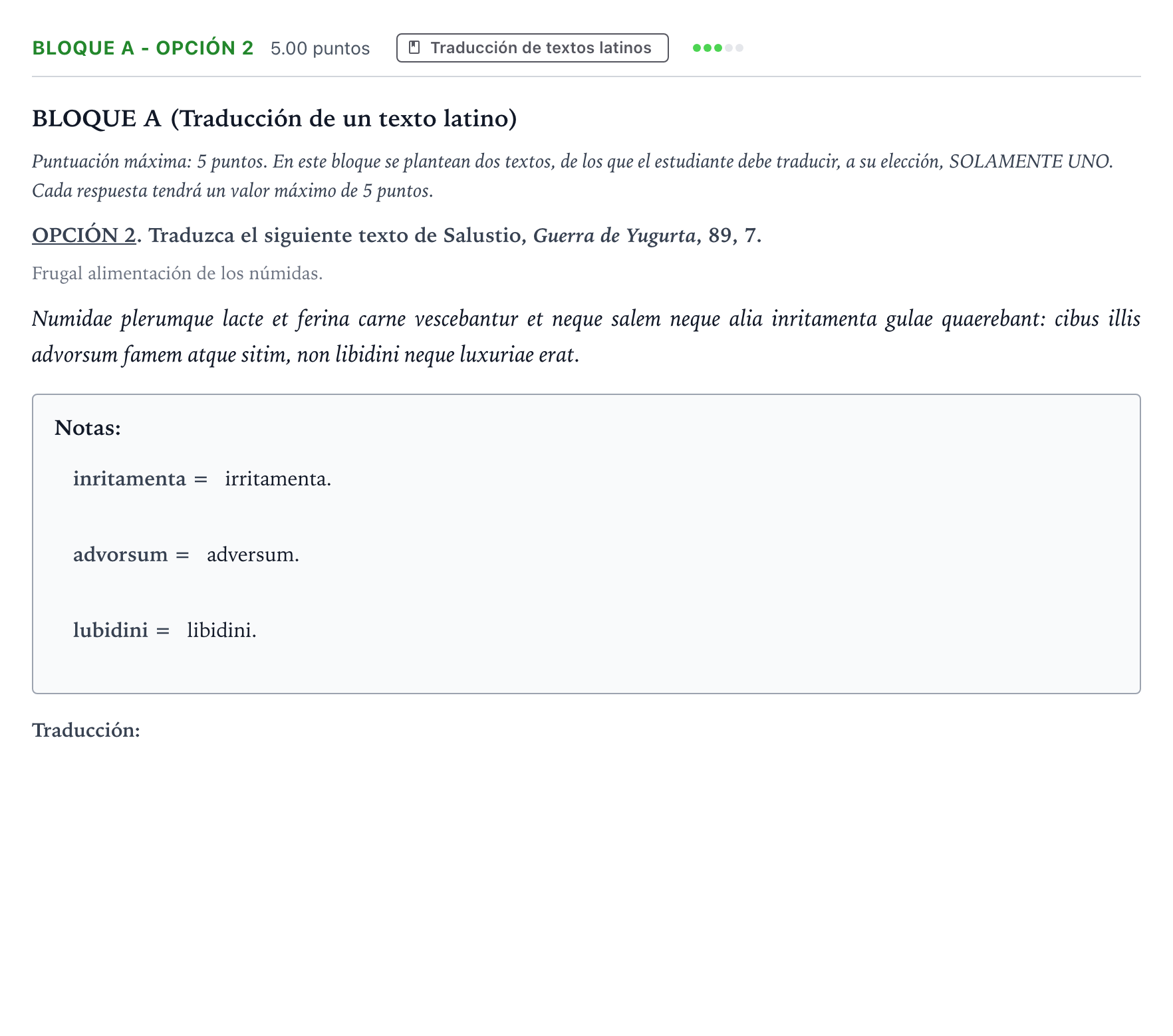 Enunciado: Bloque A - Opción 2 · Latín II PAU Andalucía Ordinaria Reserva 2023