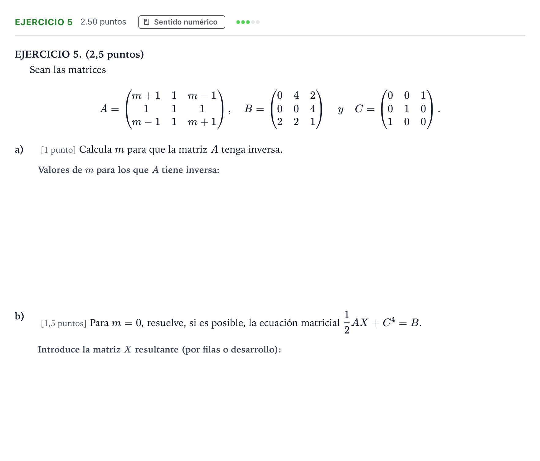 Enunciado: Ejercicio 5 · Matemáticas II PAU Andalucía Ordinaria Suplente 2023