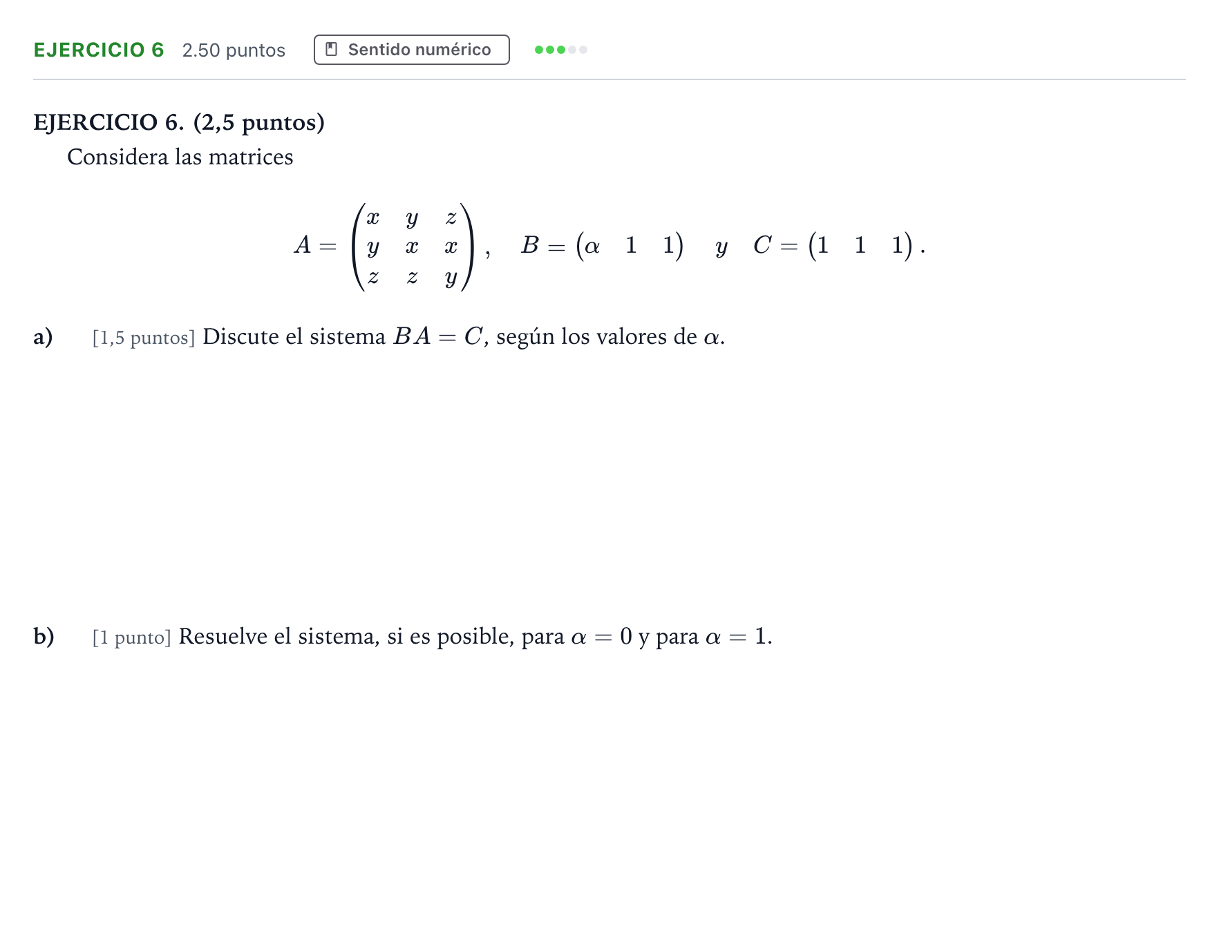 Enunciado: Ejercicio 6 · Matemáticas II PAU Andalucía Ordinaria Suplente 2023