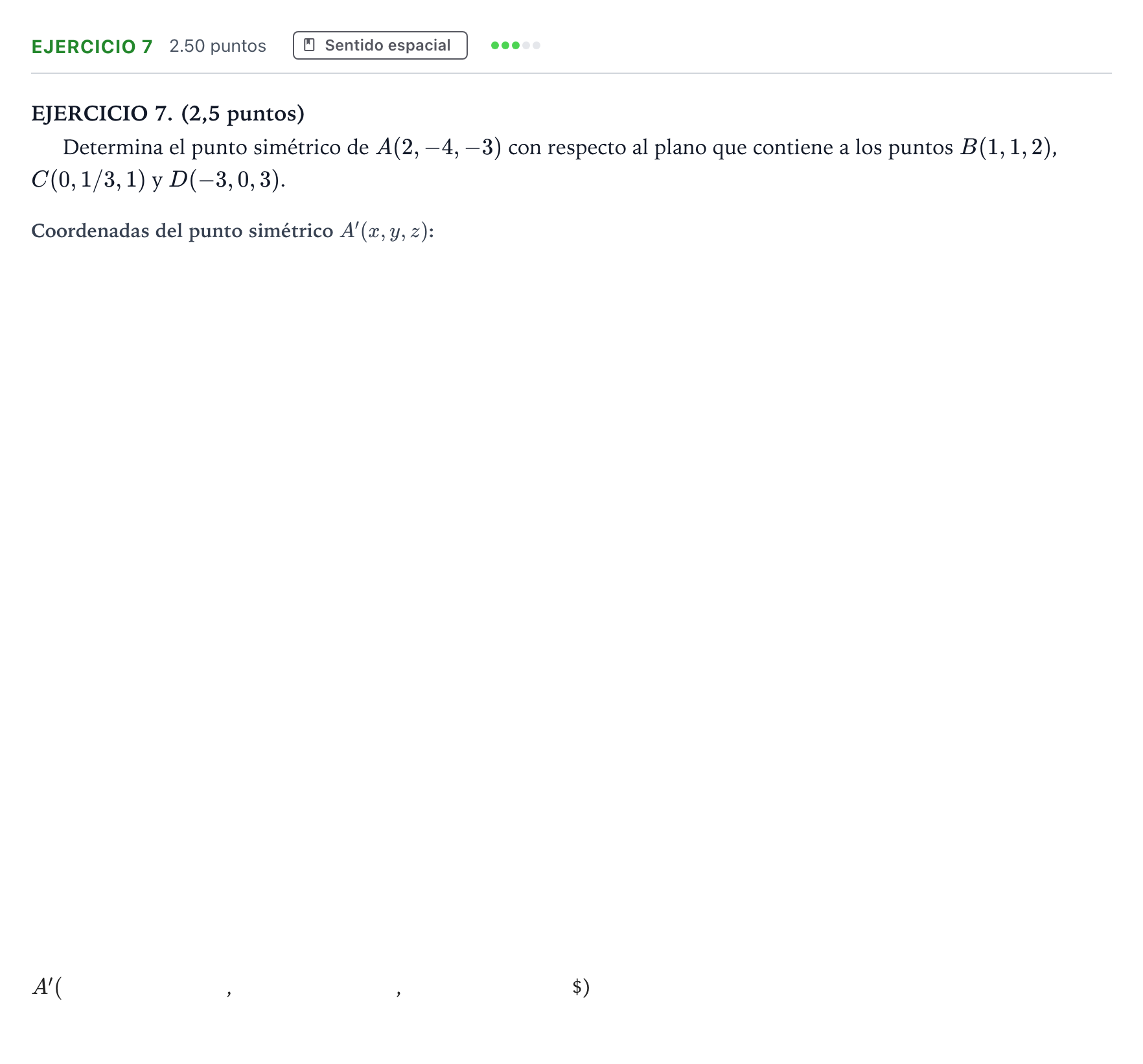Enunciado: Ejercicio 7 · Matemáticas II PAU Andalucía Ordinaria Suplente 2023