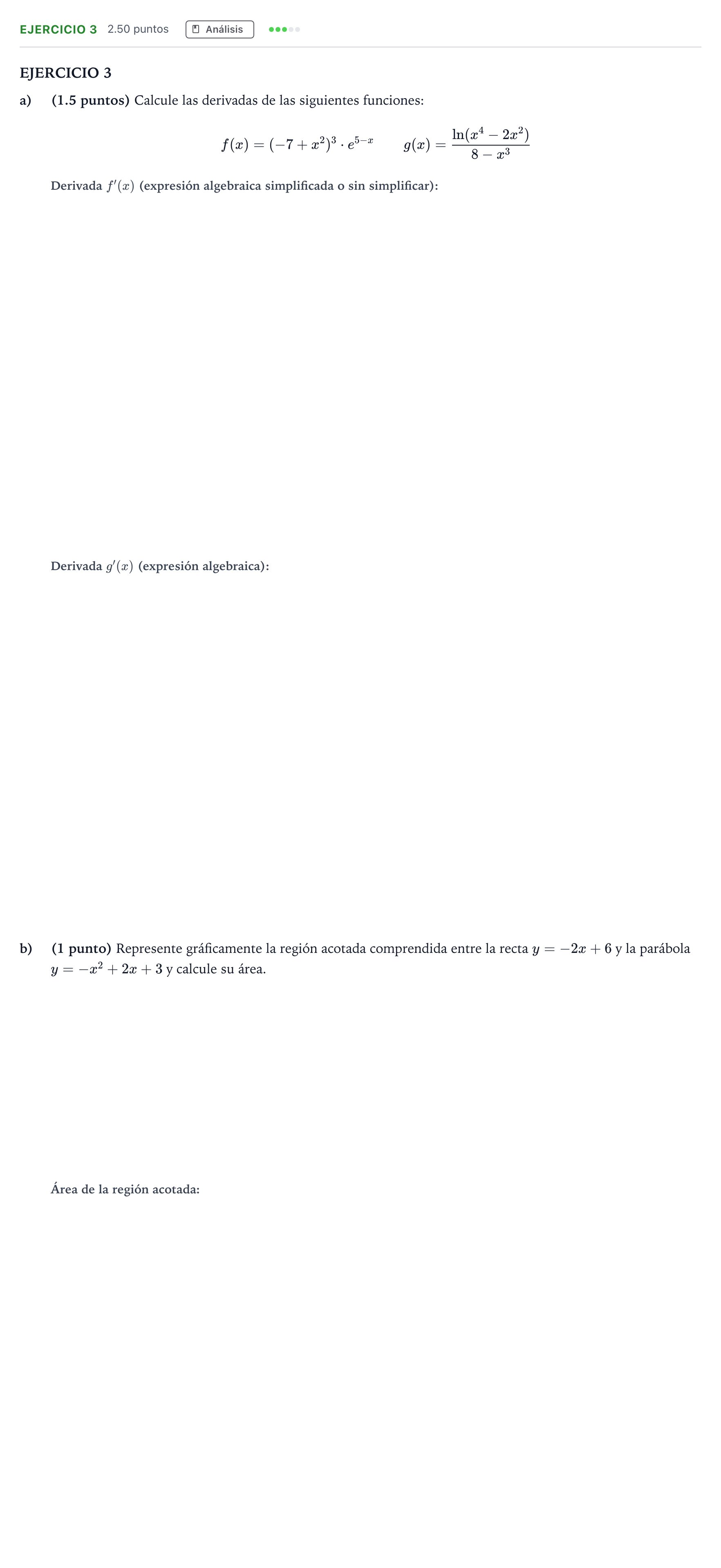 Enunciado: Ejercicio 3 · Matemáticas aplicadas a las Ciencias Sociales II PAU Andalucía Extraordinaria Reserva 2023