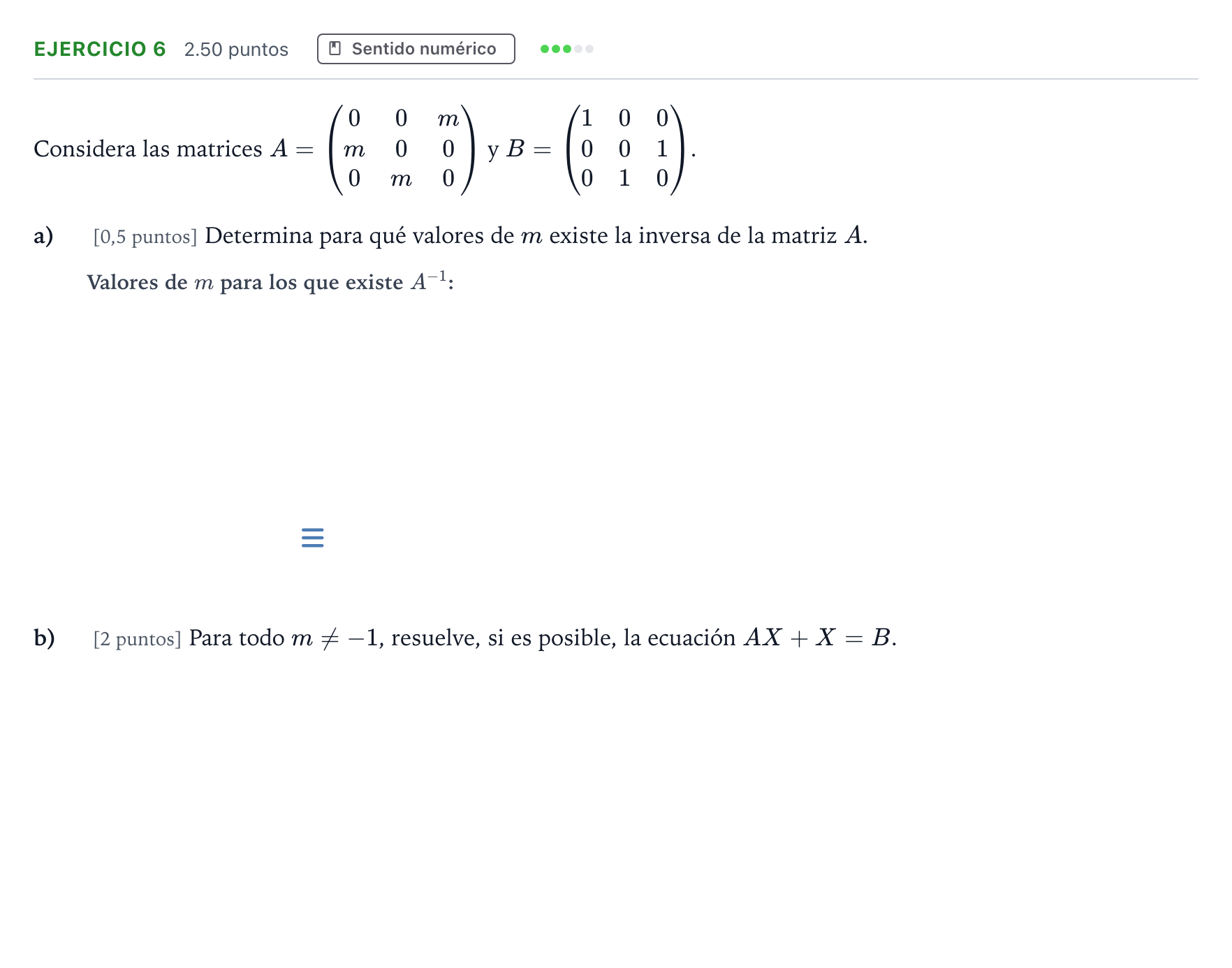 Enunciado: Ejercicio 6 · Matemáticas II PAU Andalucía Ordinaria Titular 2023
