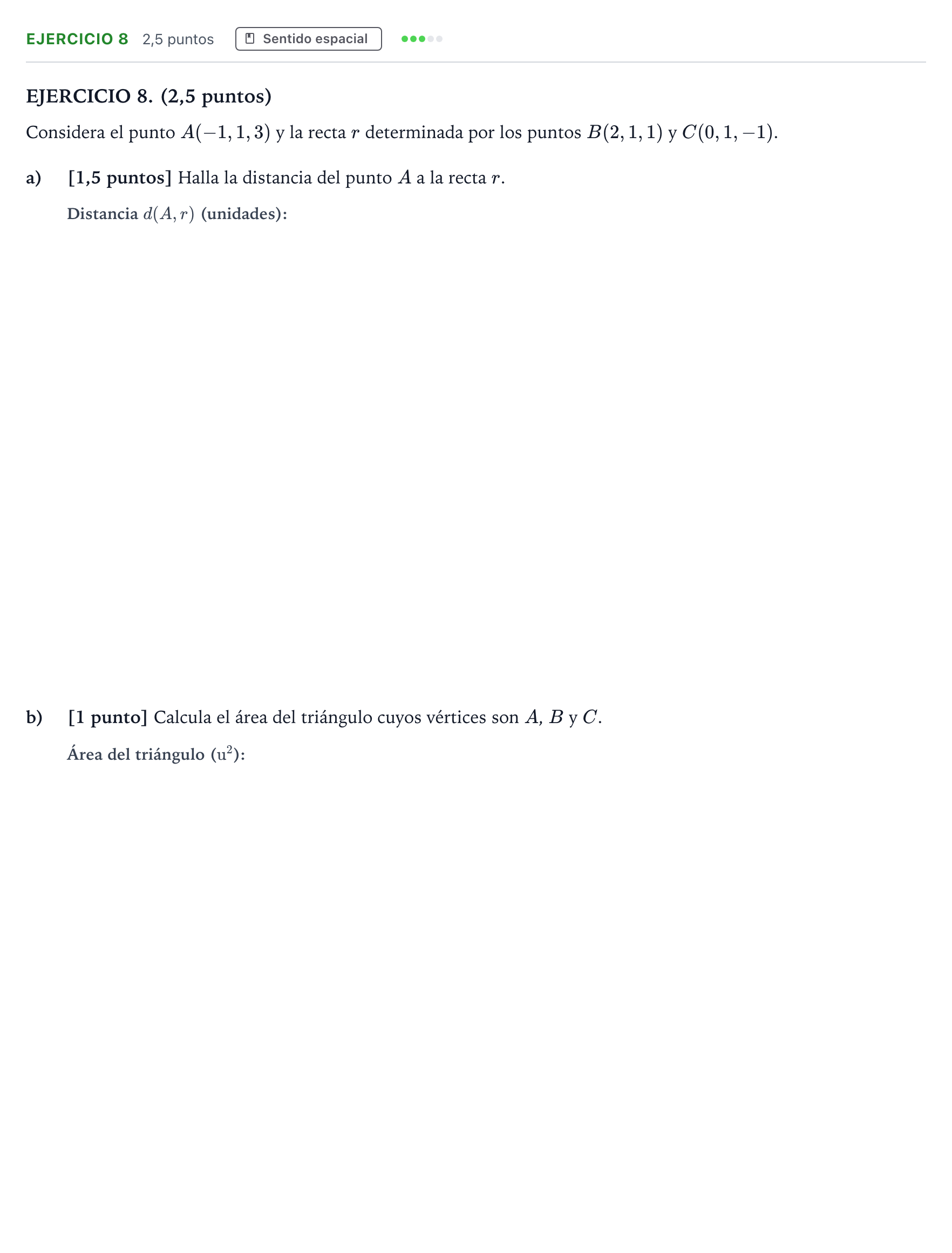 Enunciado: Ejercicio 8 · Matemáticas II PAU Andalucía Ordinaria Titular 2023