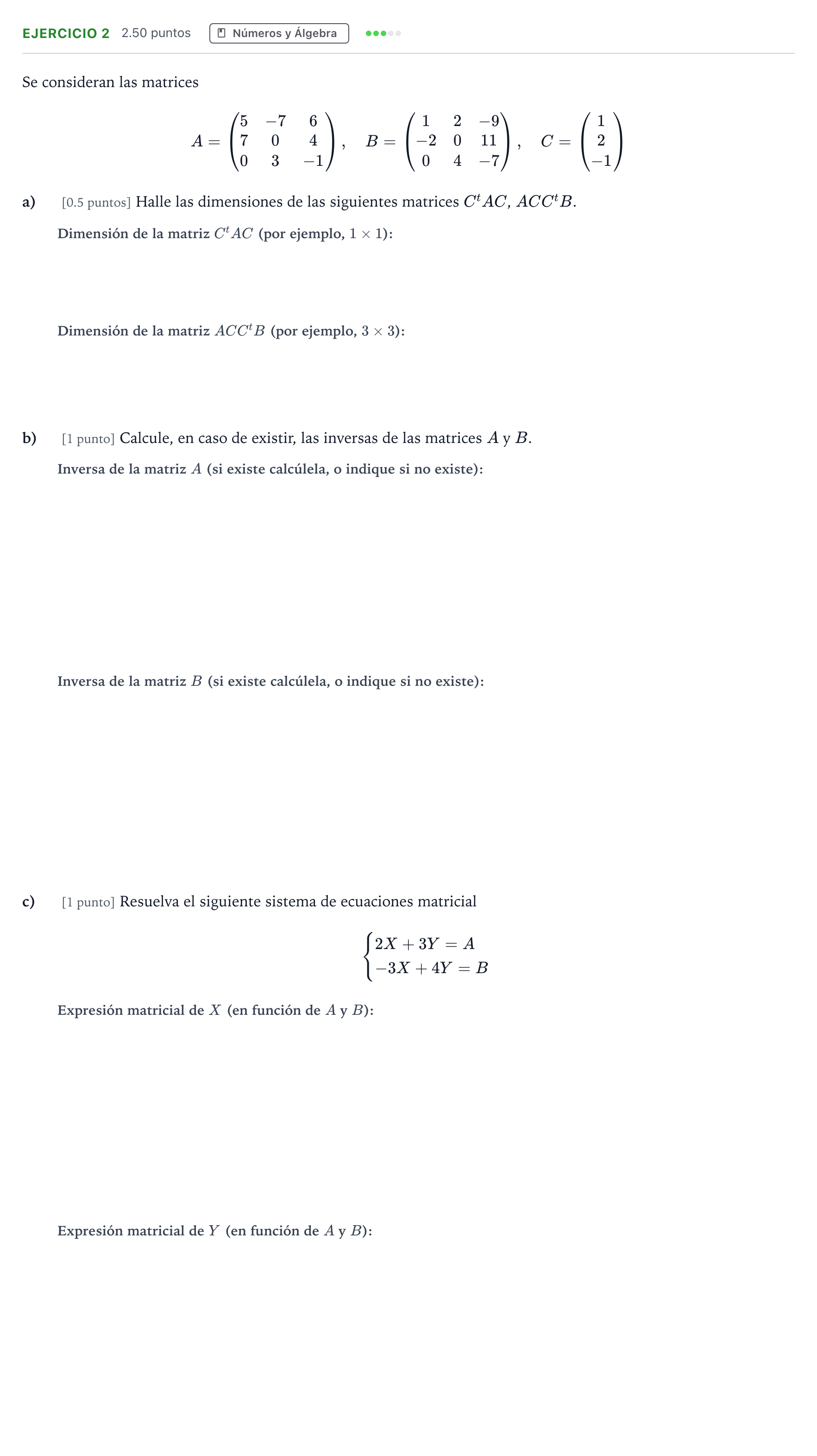 Enunciado: Ejercicio 2 · Matemáticas aplicadas a las Ciencias Sociales II PAU Andalucía Extraordinaria Suplente 2023