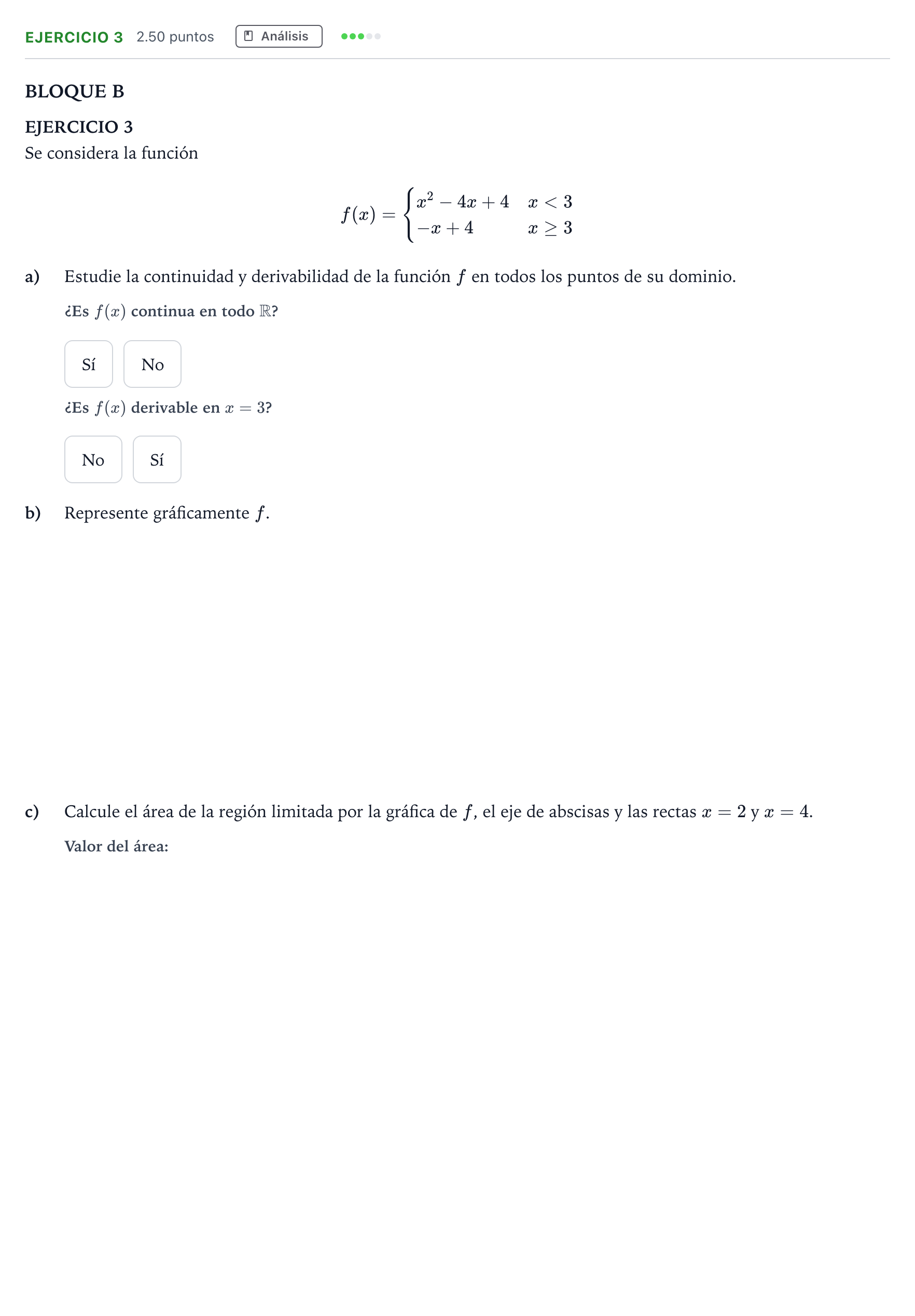 Enunciado: Ejercicio 3 · Matemáticas aplicadas a las Ciencias Sociales II PAU Andalucía Extraordinaria Suplente 2023