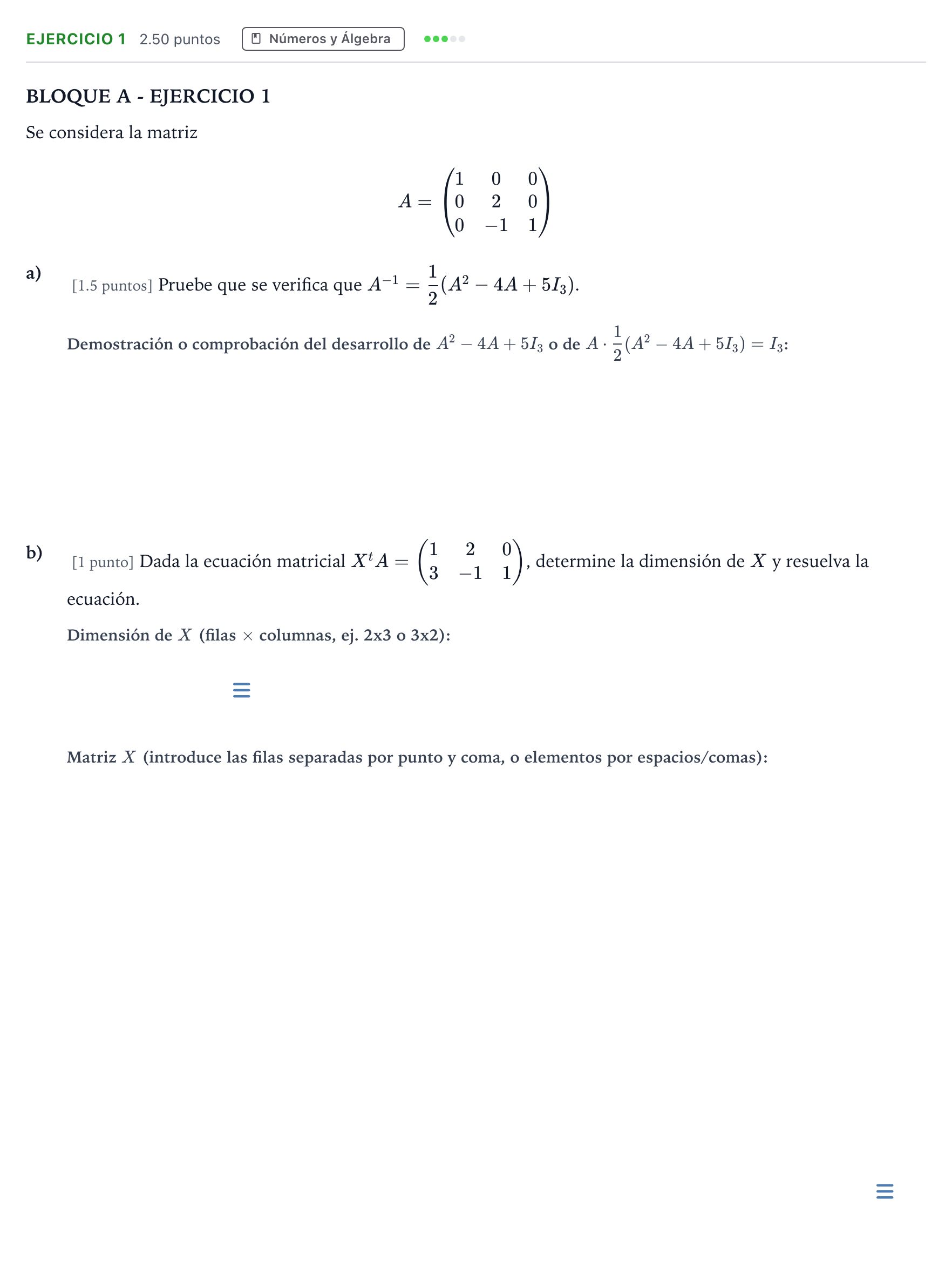 Enunciado: Ejercicio 1 · Matemáticas aplicadas a las Ciencias Sociales II PAU Andalucía Extraordinaria Titular 2023
