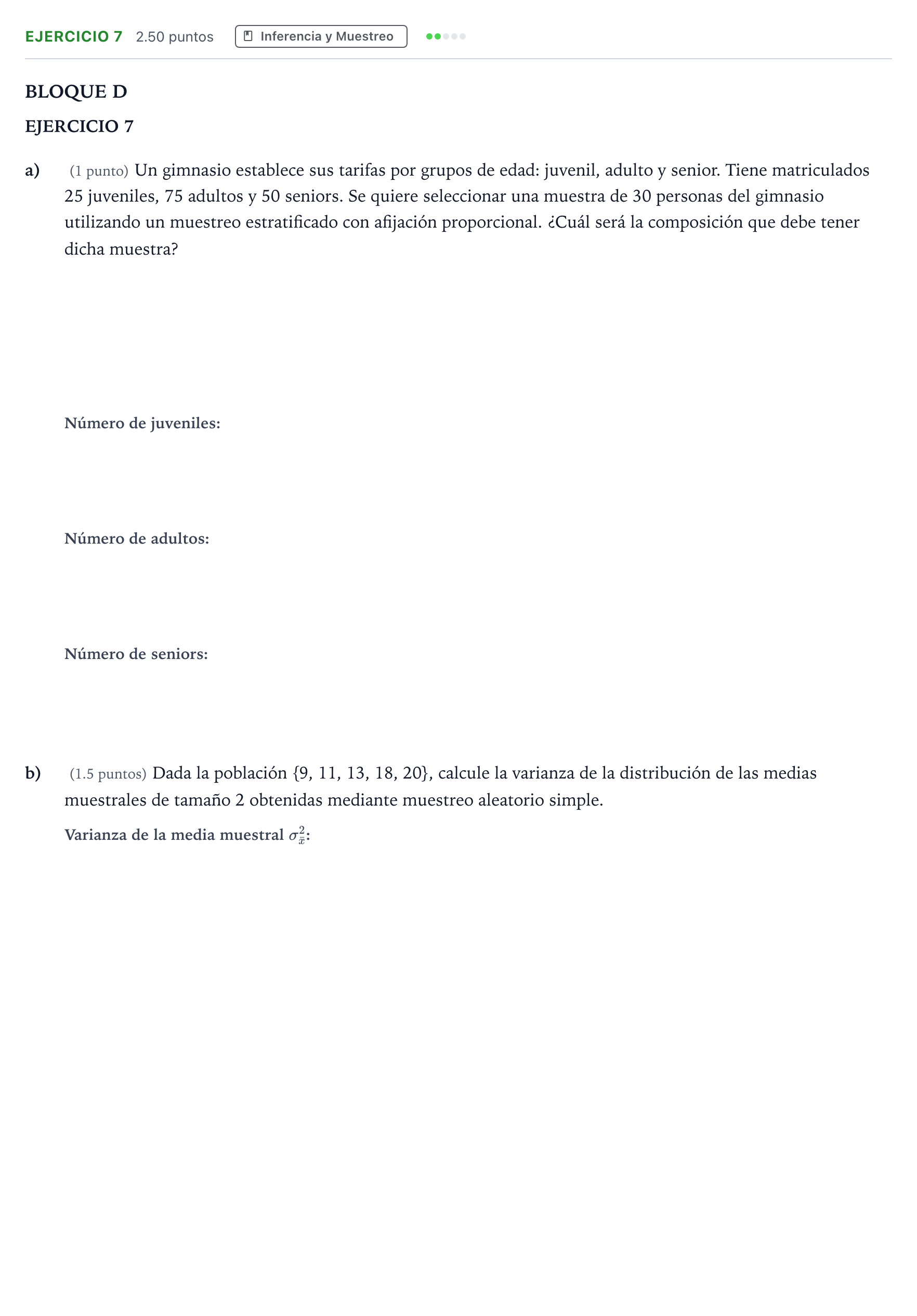 Enunciado: Ejercicio 7 · Matemáticas aplicadas a las Ciencias Sociales II PAU Andalucía Extraordinaria Titular 2023