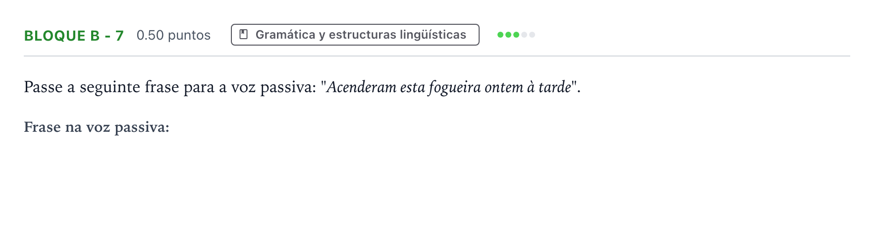 Enunciado: Bloque B - 7 · Portugués PAU Andalucía Extraordinaria Suplente 2023