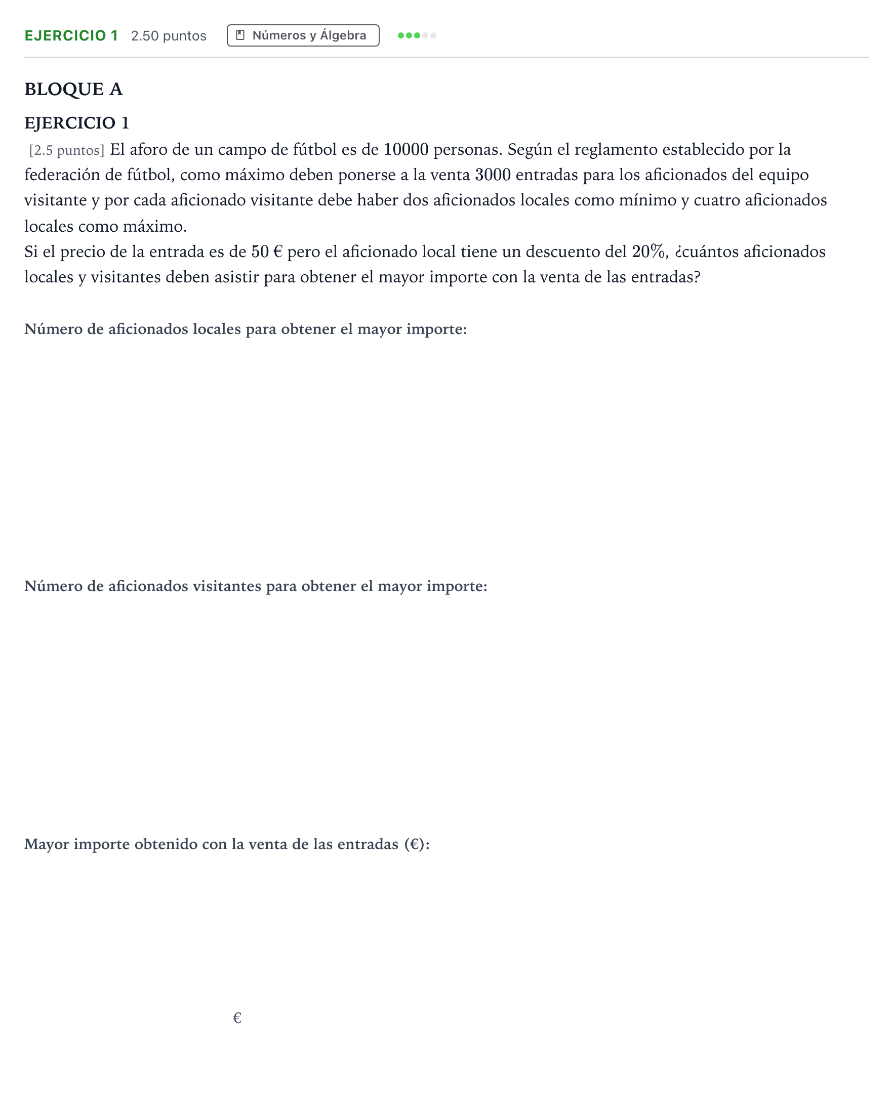 Enunciado: Ejercicio 1 · Matemáticas aplicadas a las Ciencias Sociales II PAU Andalucía Ordinaria Suplente 2023